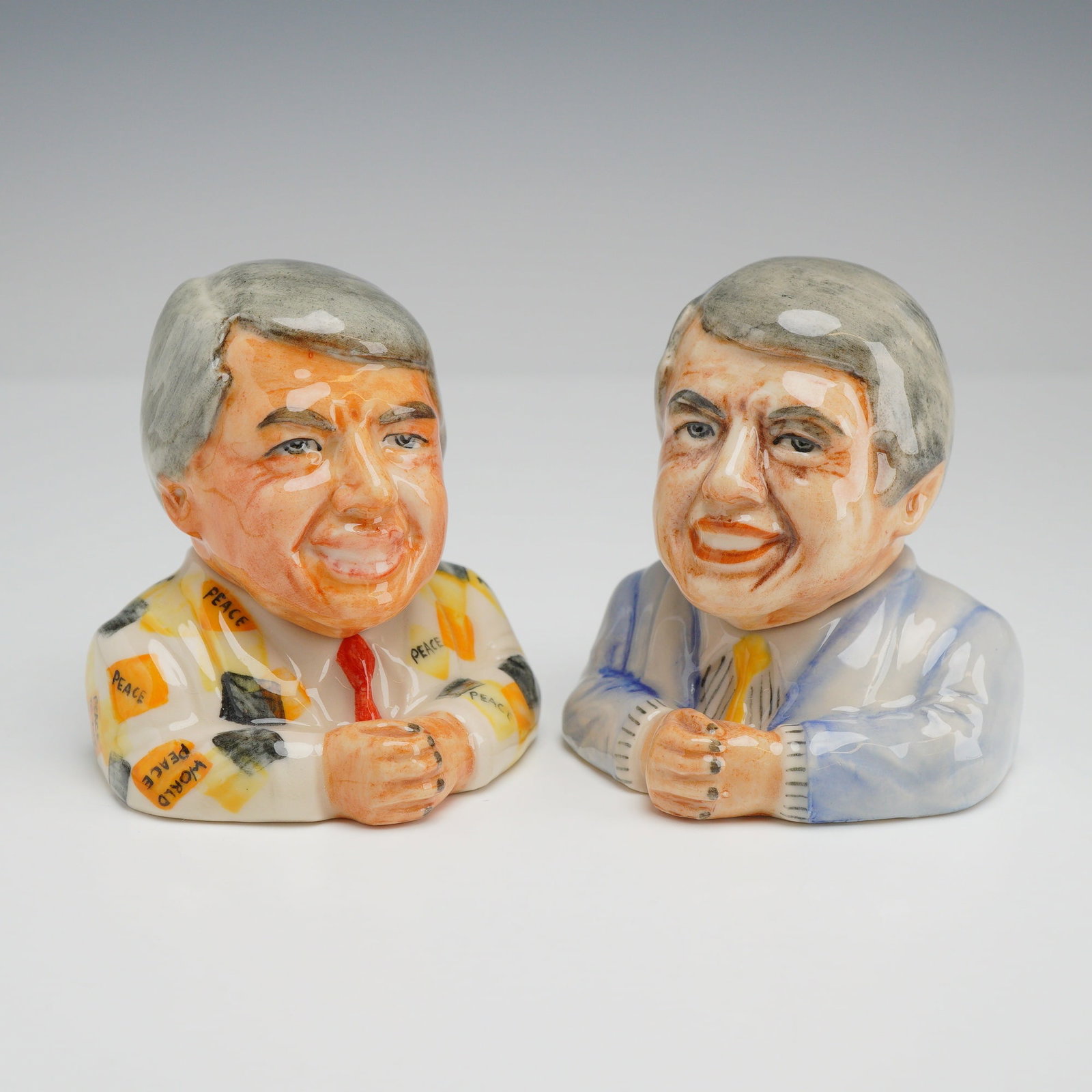 2pc Kevin Francis Face Pots, President Jimmy Carter Prototype Color Trials (1 of 4)