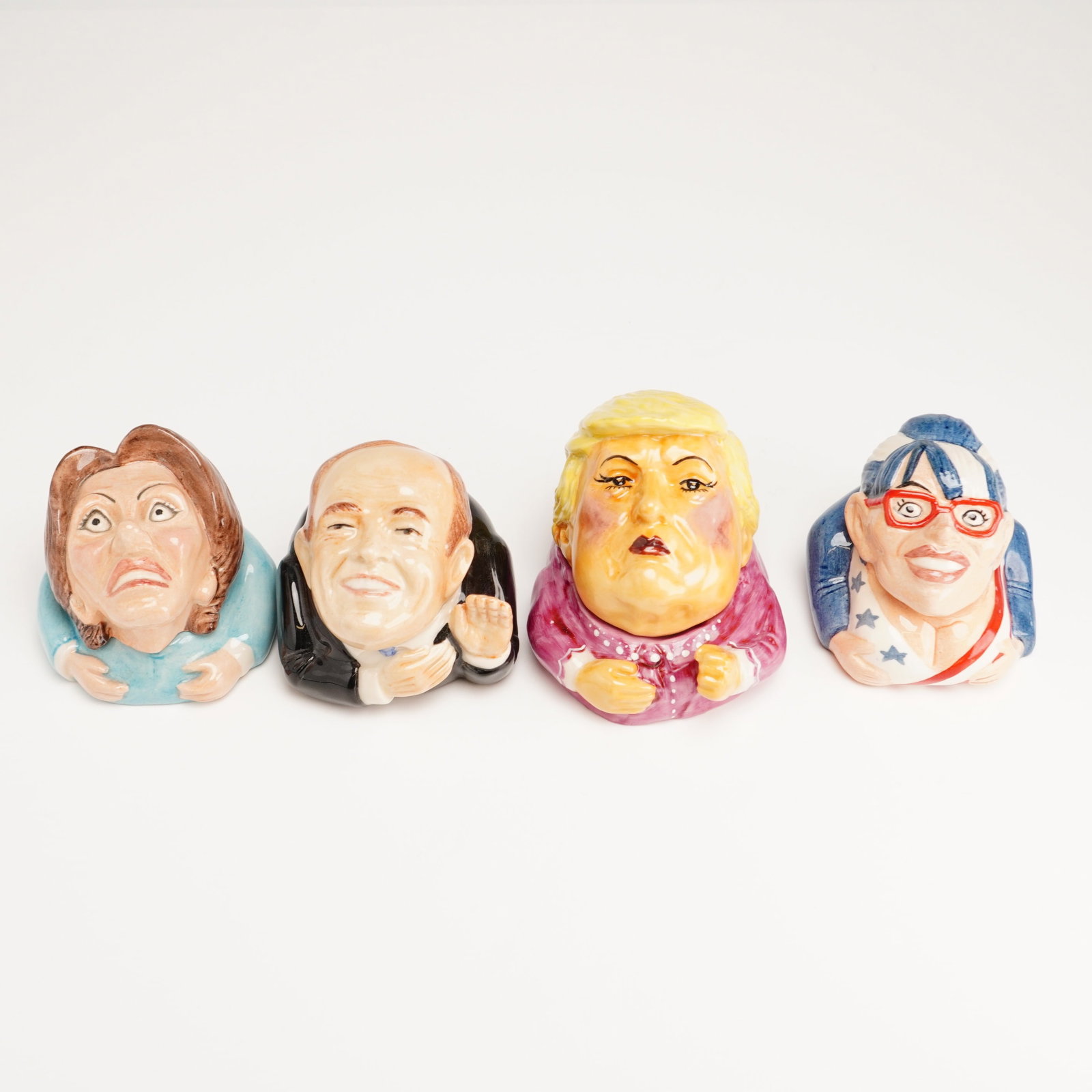 4pc Kevin Francis Face Pots, Trump, Guilani, Palin, and Pelosi (1 of 5)