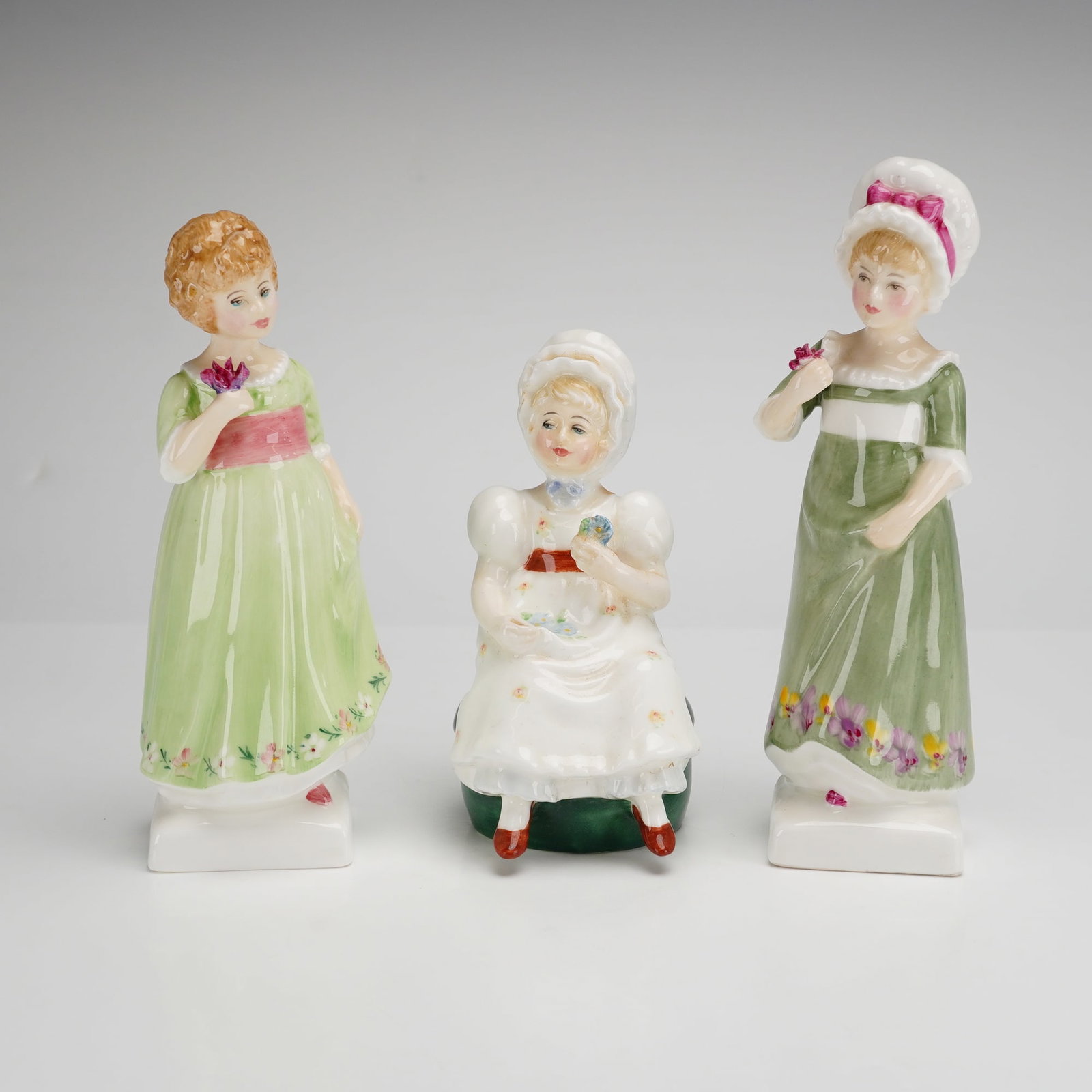 Three Royal Doulton Kate Greenaway Figurines Ruth Tess Kathy (1 of 3)