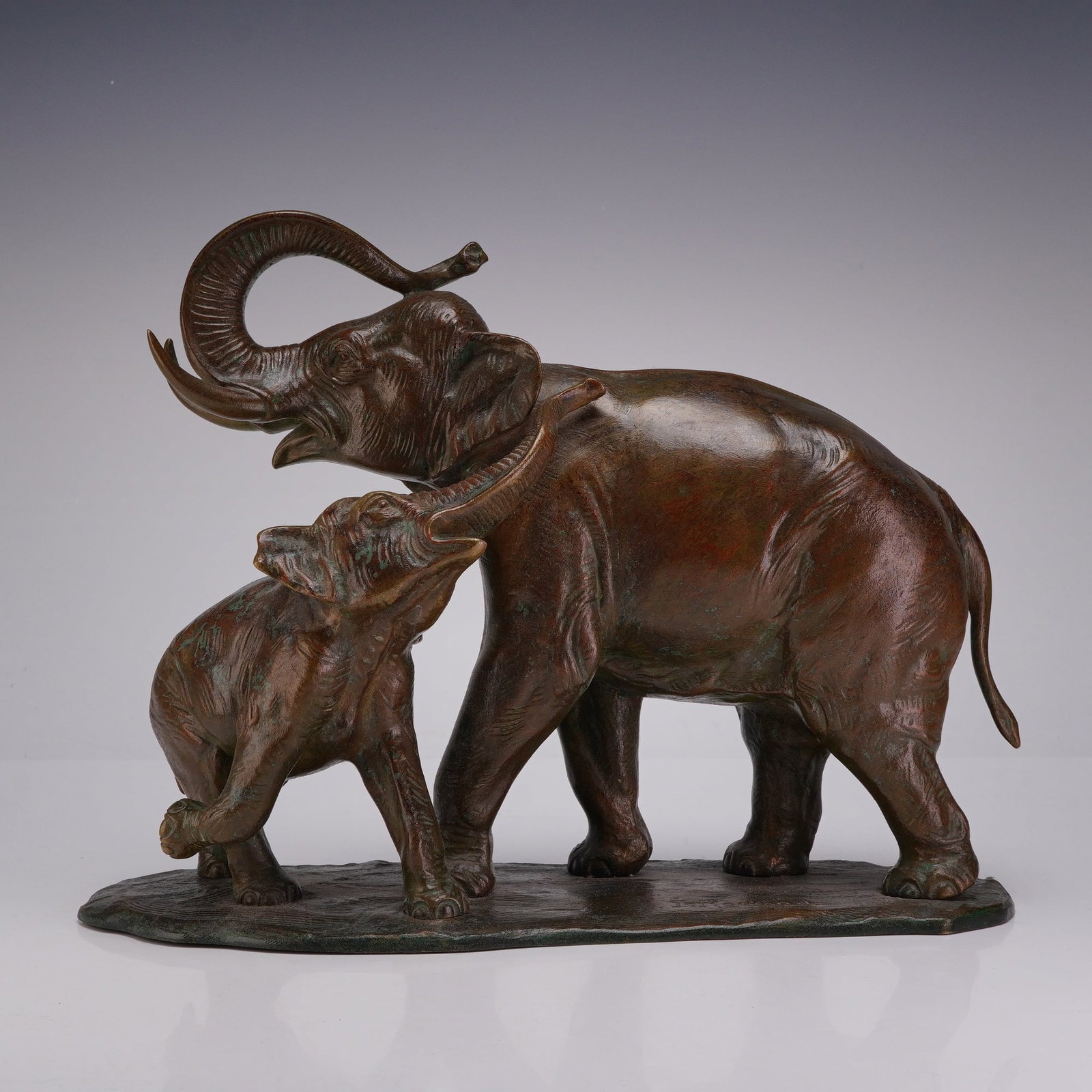 Irenee Rochard (French, 1906-1984) Bronze Sculpture, Elephant and Calf (1 of 4)