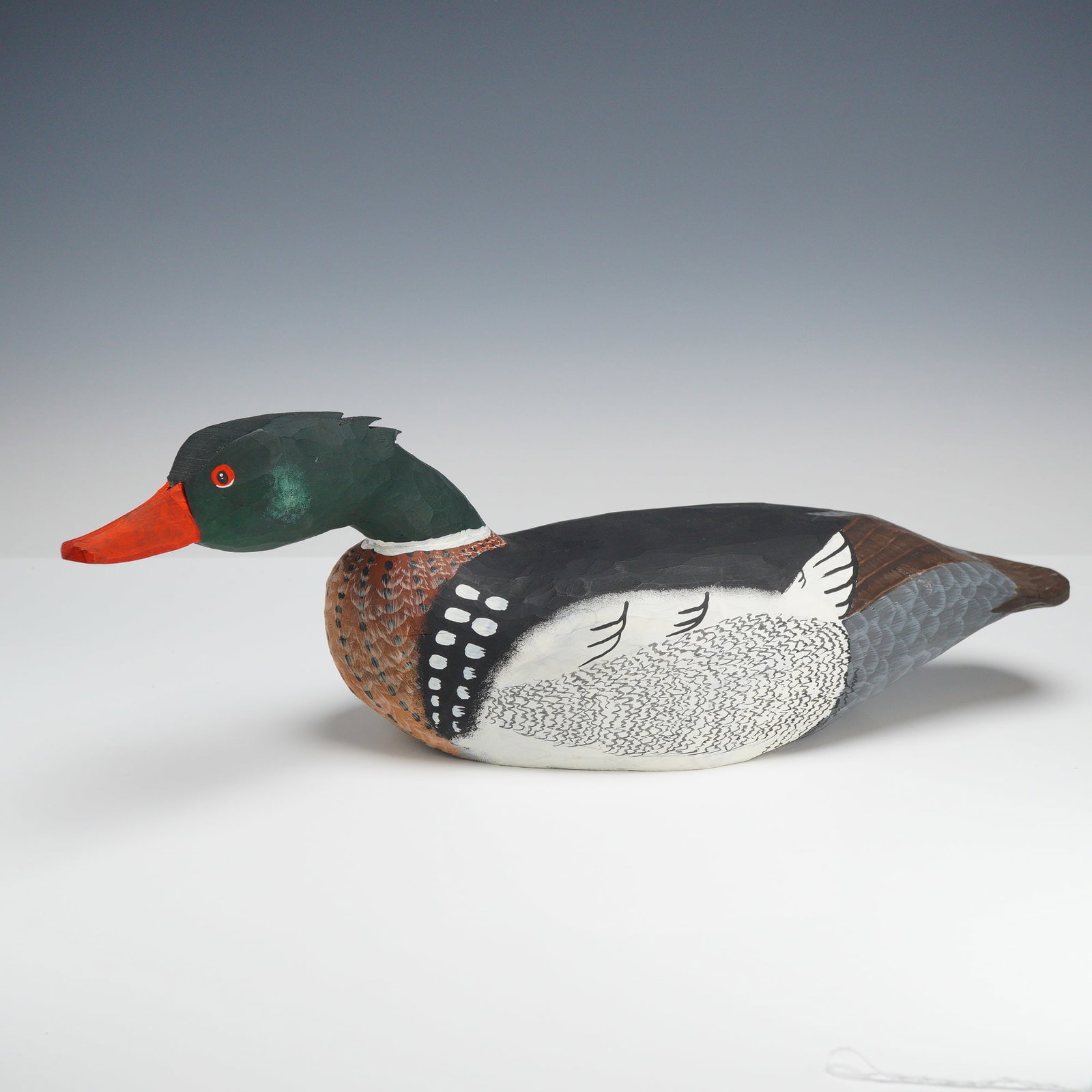 R&F Decoys Hand-Carved, Red-Breasted Merganser Drake Duck, Signed (1 of 3)