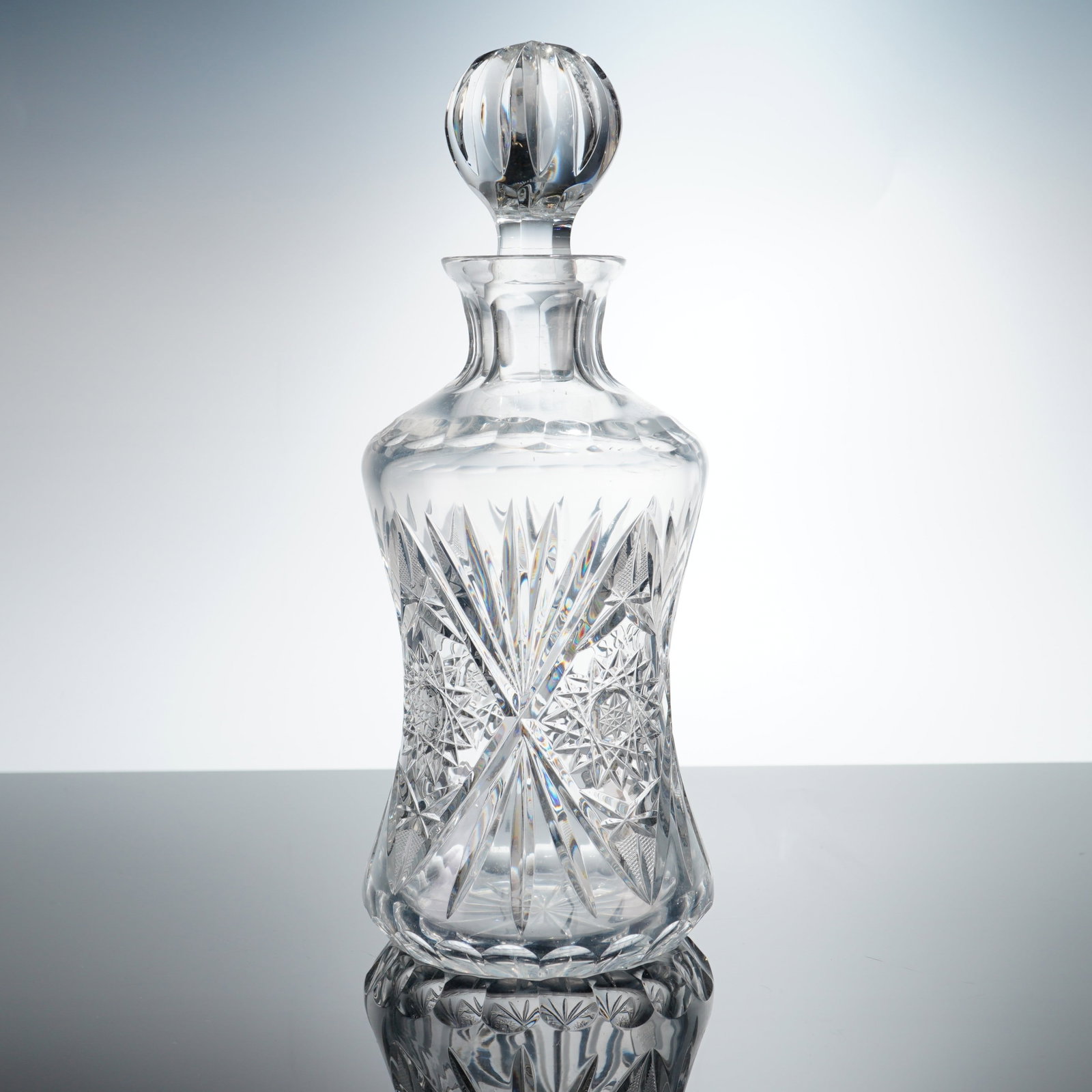 American Brilliant Period Style Cut Crystal Whisky Bottle Decanter with Stopper (1 of 3)