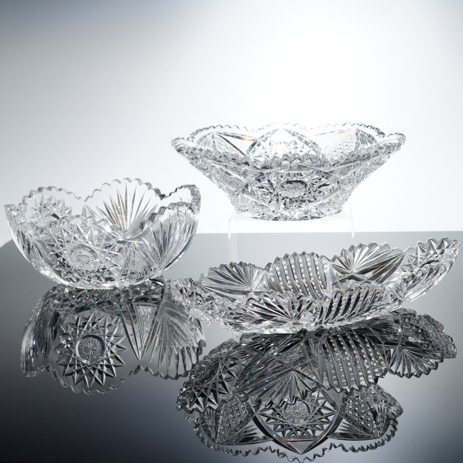 Three American Brilliant Period Style Cut Crystal Glass Tablewares (1 of 5)