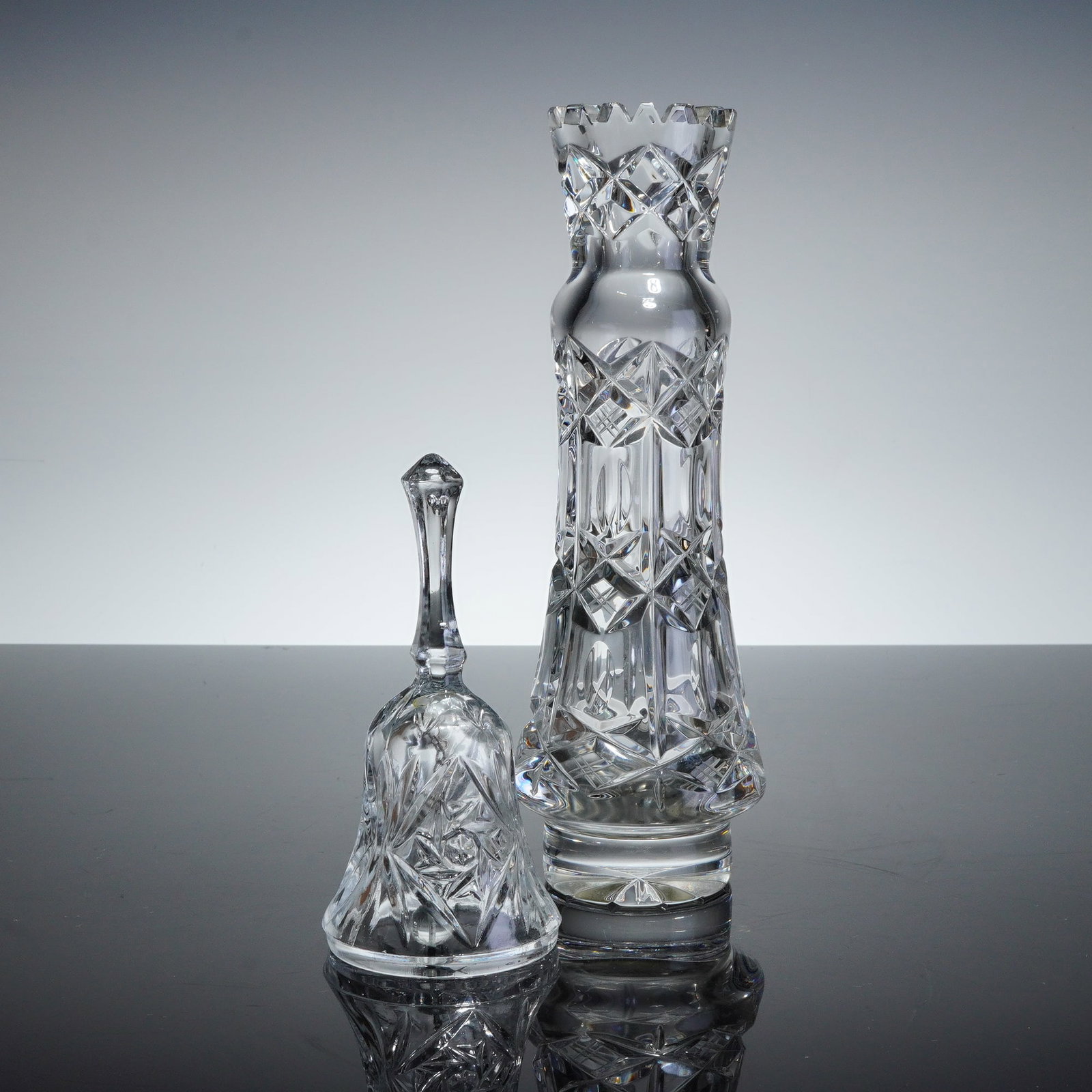 2pc Brilliant Cut Lead Crystal Vase and Handbell (1 of 4)