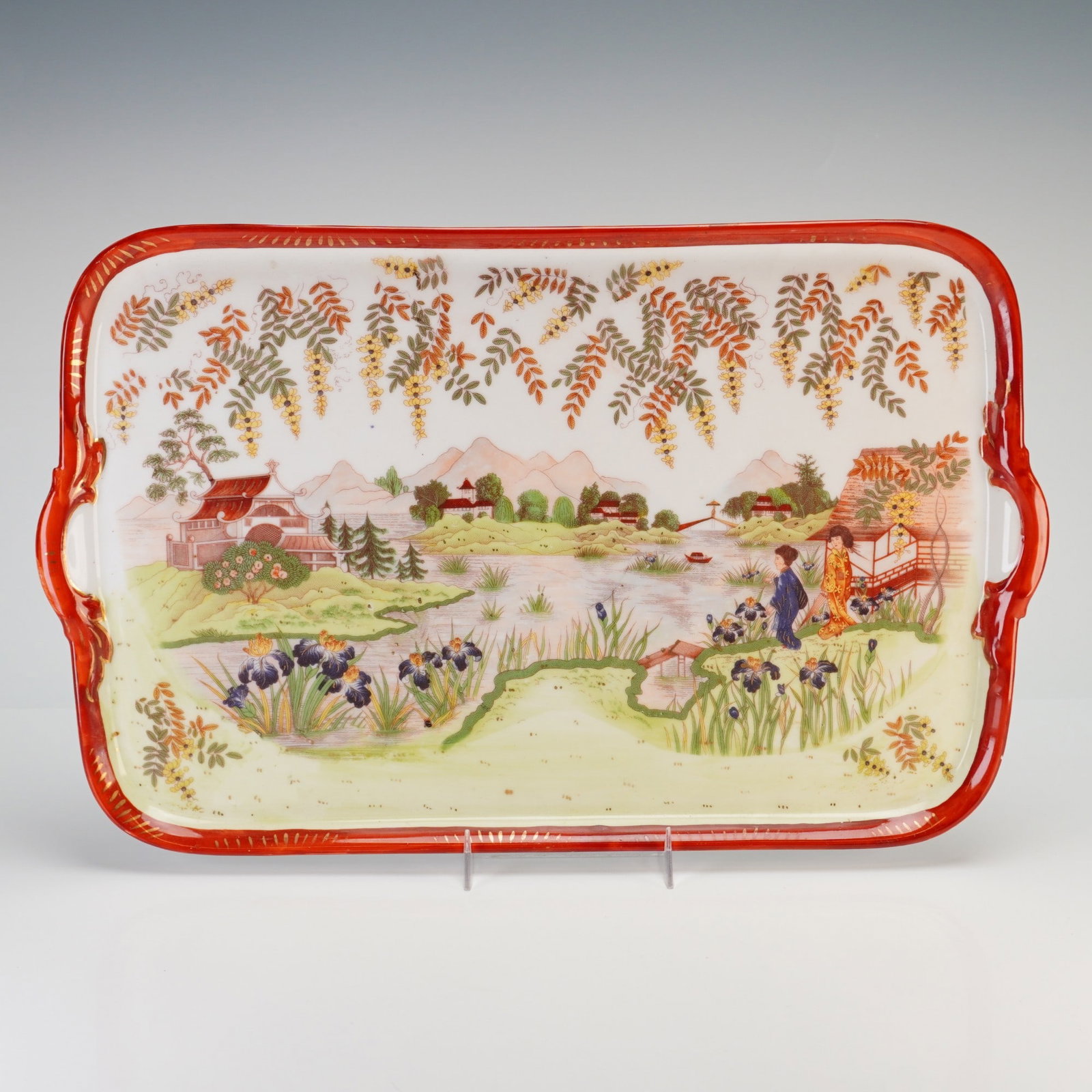 Japanese Kutani Porcelain Landscape Serving Plate, Meiji Period (1 of 4)