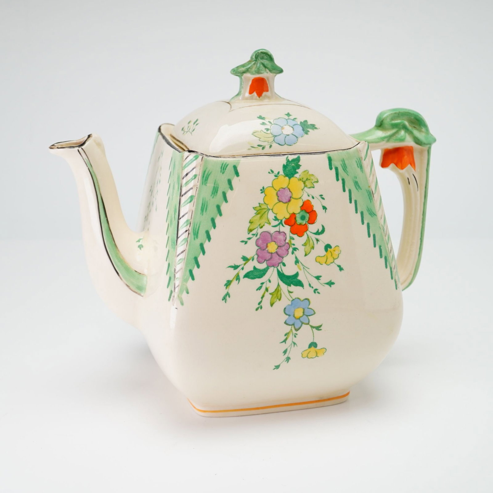 Burleigh Ware Art Deco Maytime Pattern Teapot in Imperial Shape (1 of 4)