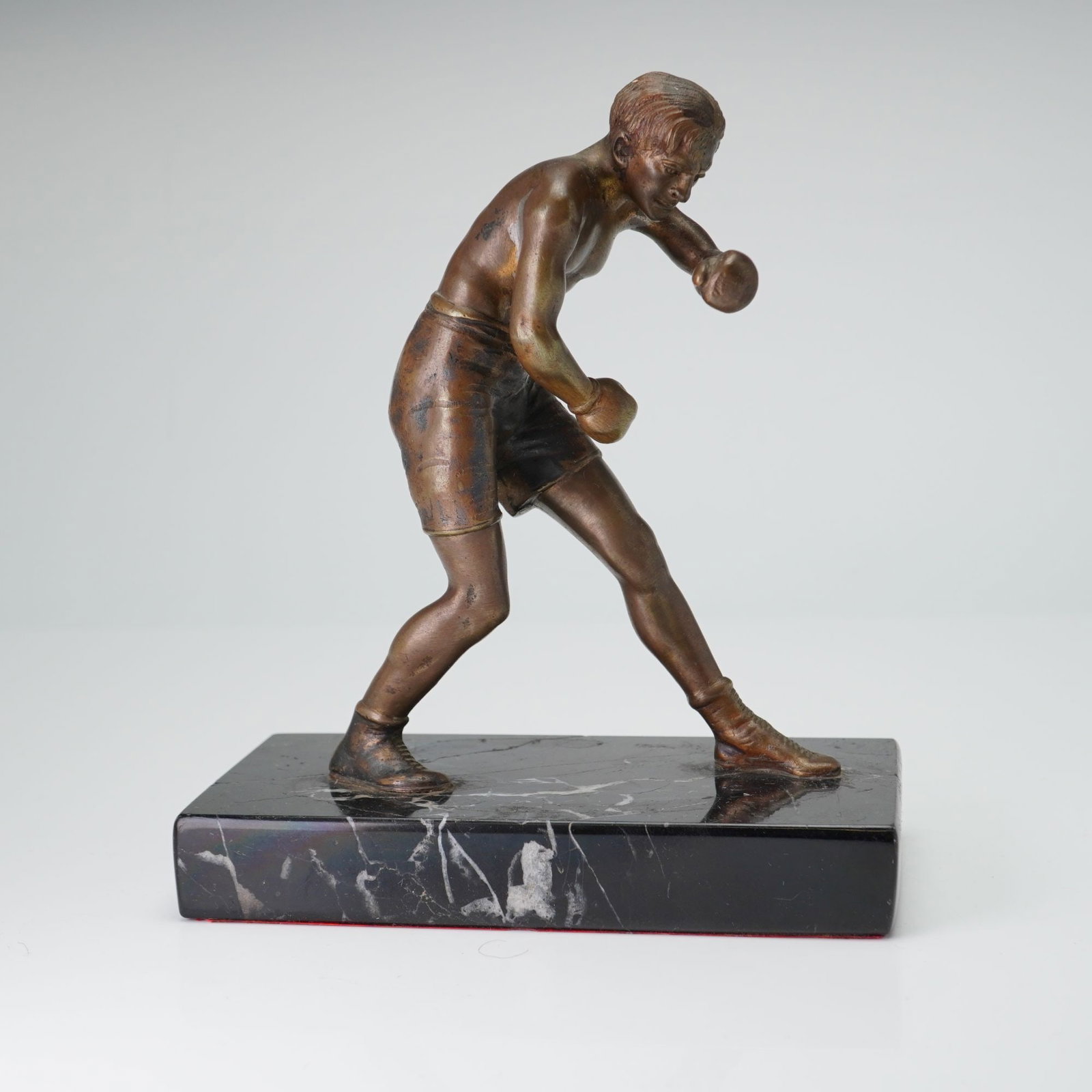 Style of Maurice Guiraud-Riviere (French 1881-1947) Small Bronze Boxer Figurine on Marble Base (1 of 3)