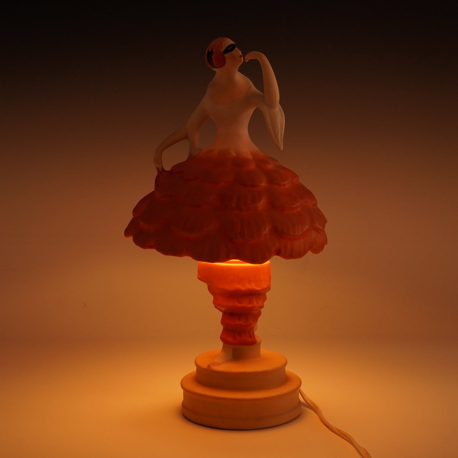 Art Deco Bisque Porcelain Figural Southern Belle Masquerade Boudoir Lamp (1 of 5)