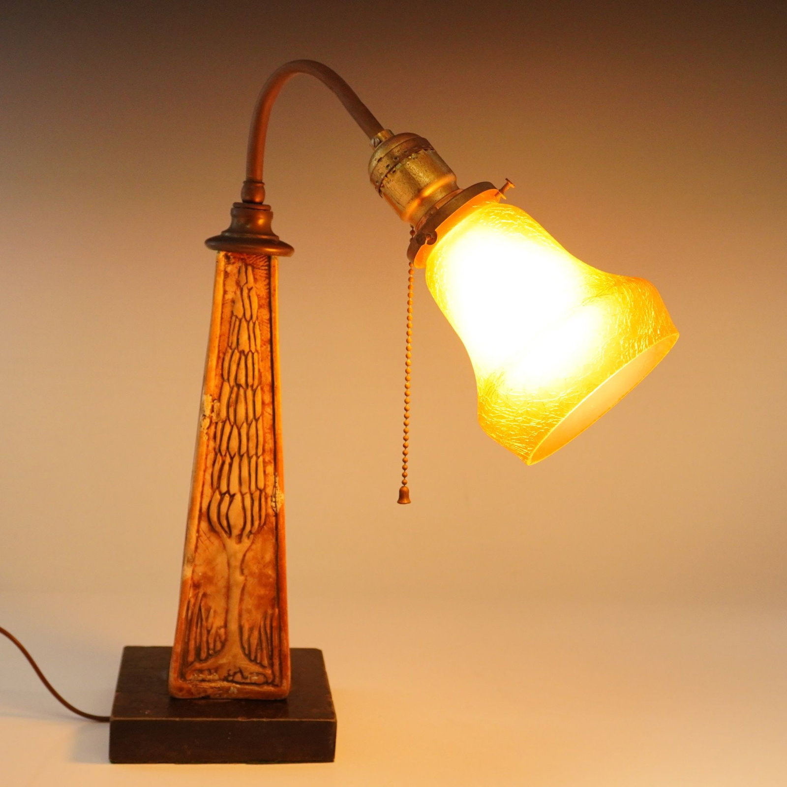 Arts and Crafts Style Table Lamp with Ceramic Body and Painted Base (1 of 5)