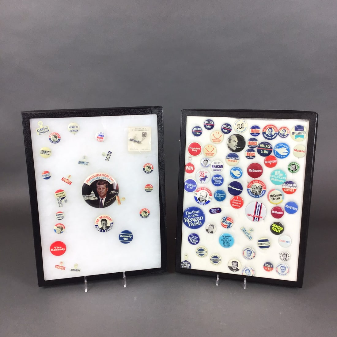 Two Framed 20th-Century US Political Campaign Button Collections and 2 Tray Pins (1 of 4)