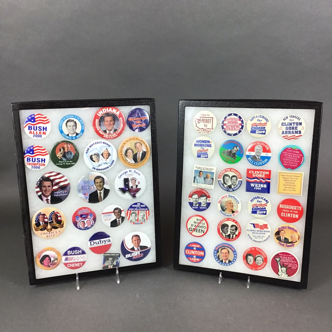 A Collection of 42 U.S. Presidential Campaign Buttons from the 1992 and 2000 Elections in Two (1 of 4)