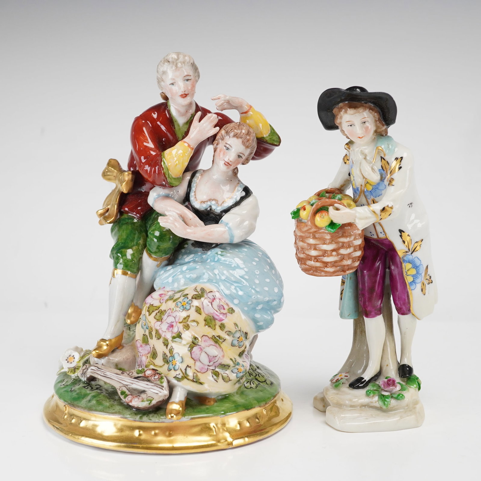 2 pc Vintage Hand Painted Porcelain Figurines in the Rococo Style (1 of 3)