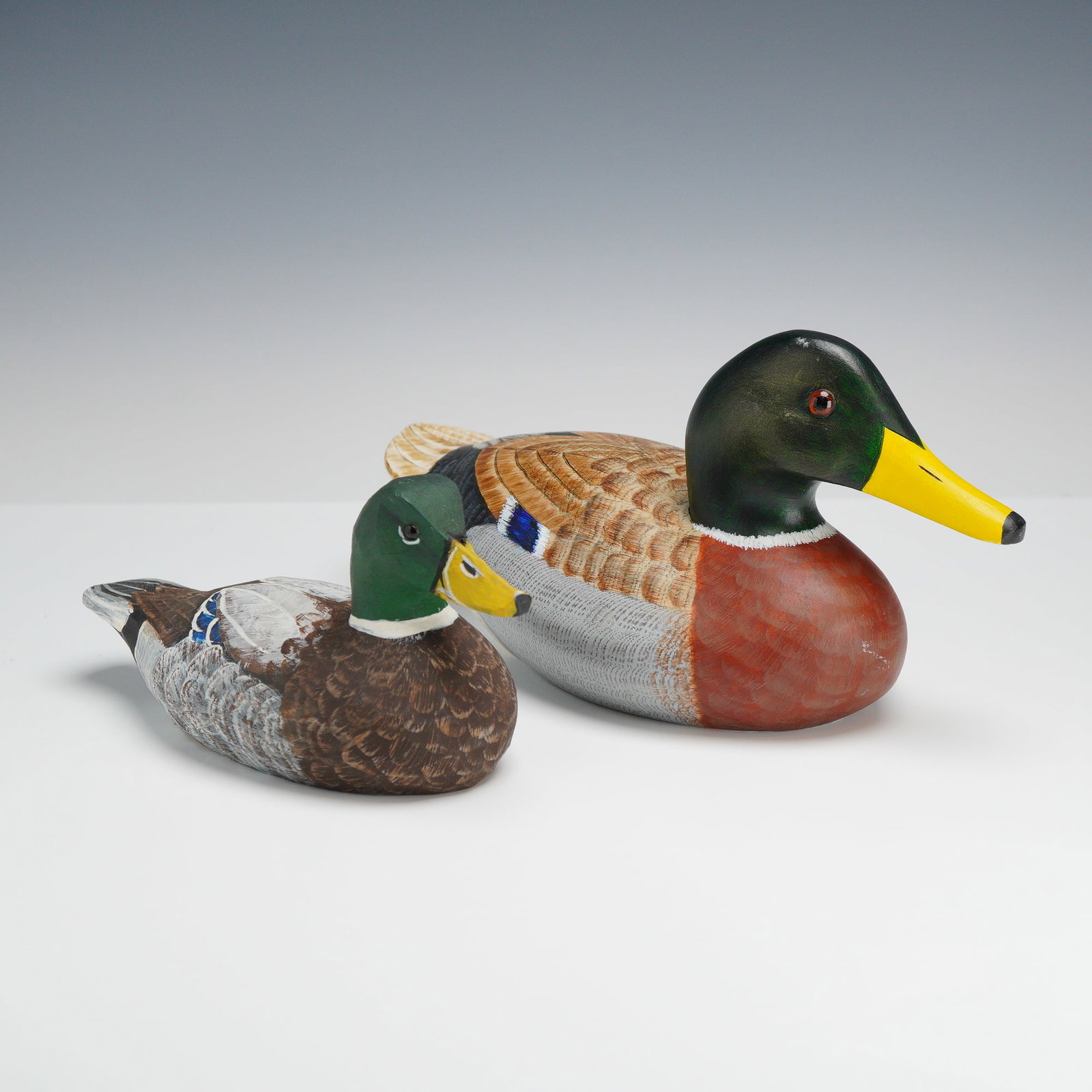 Two R&F Decoys and Bonnie Hand-Carved and Painted Wooden Mallard Drake Decoys (1 of 3)