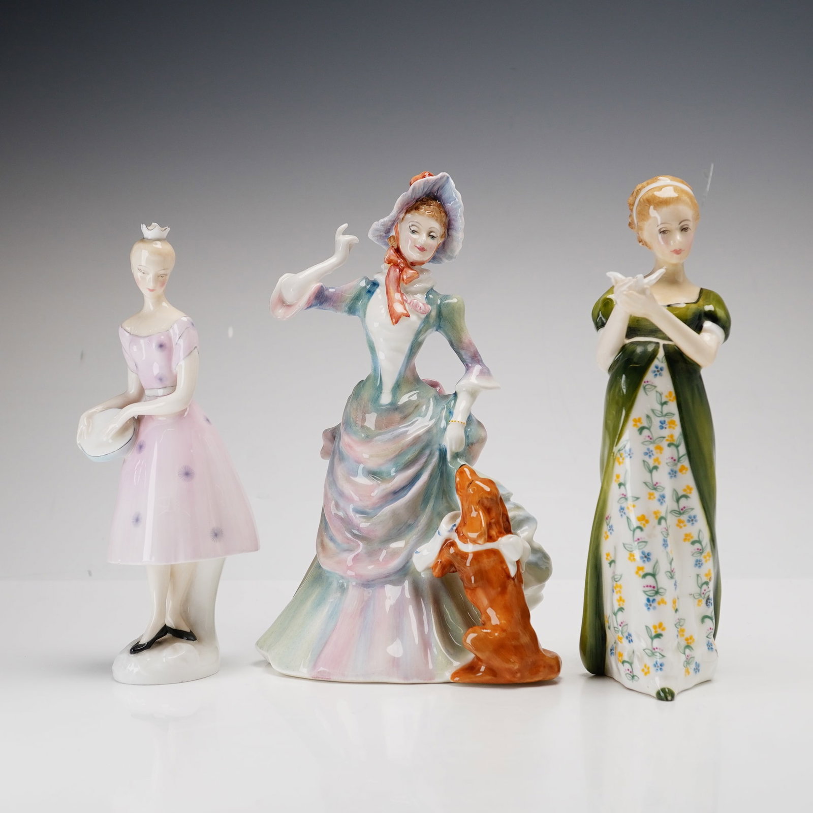 Three Royal Doulton Bone China Figurines -Columbine HN2185 Loyal Friend 3358, and Veneta 2722 (1 of 3)