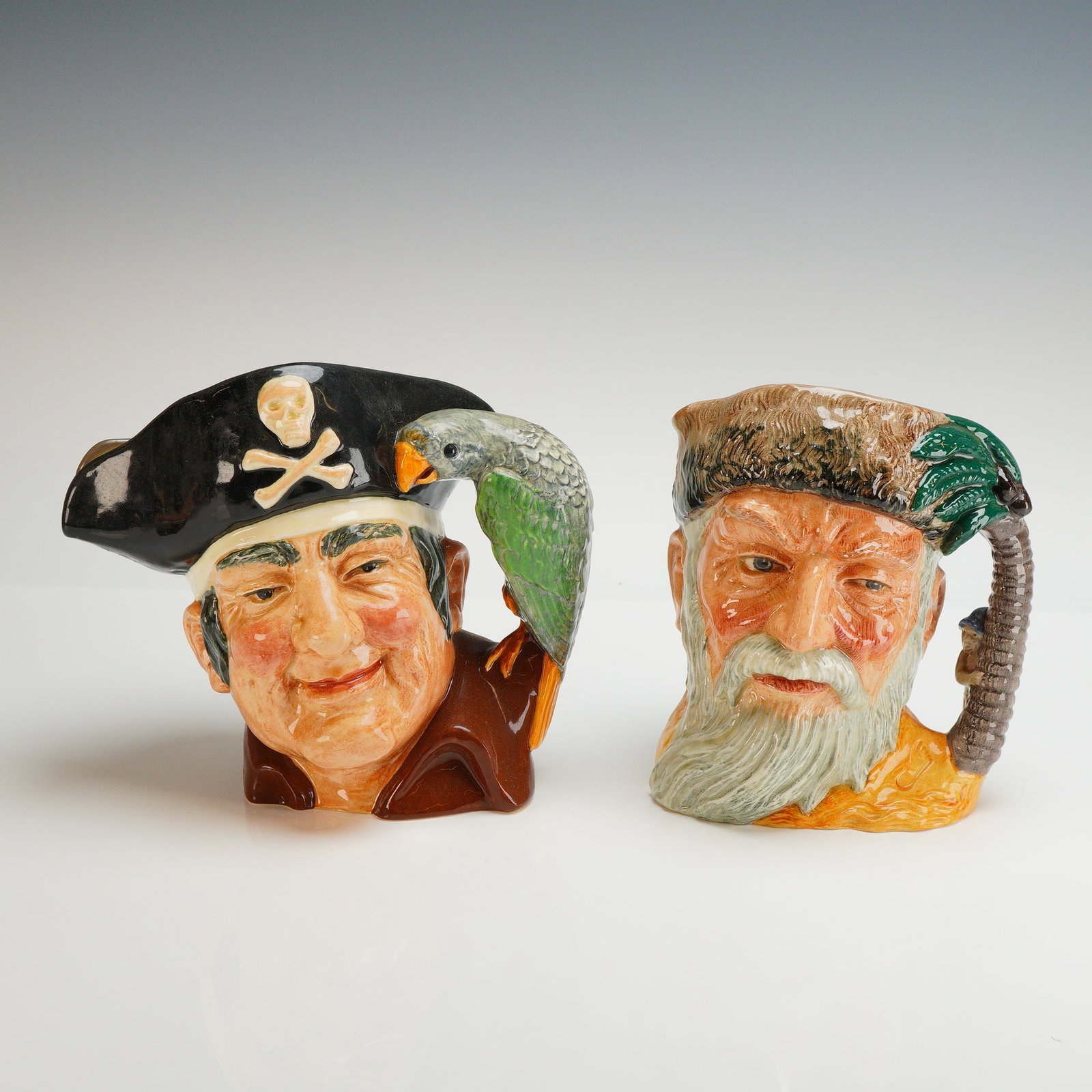 2pc Royal Doulton Character Jugs, Robinson Crusoe and Long John Silver (1 of 3)