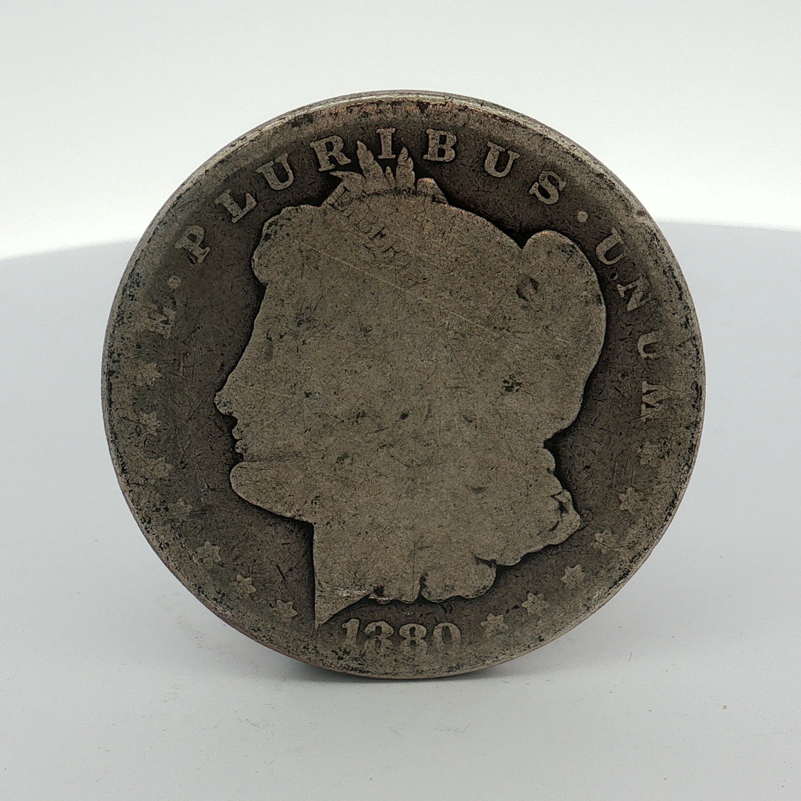 1880 US One Dollar Morgan Silver Dollar, Circulated (1 of 2)