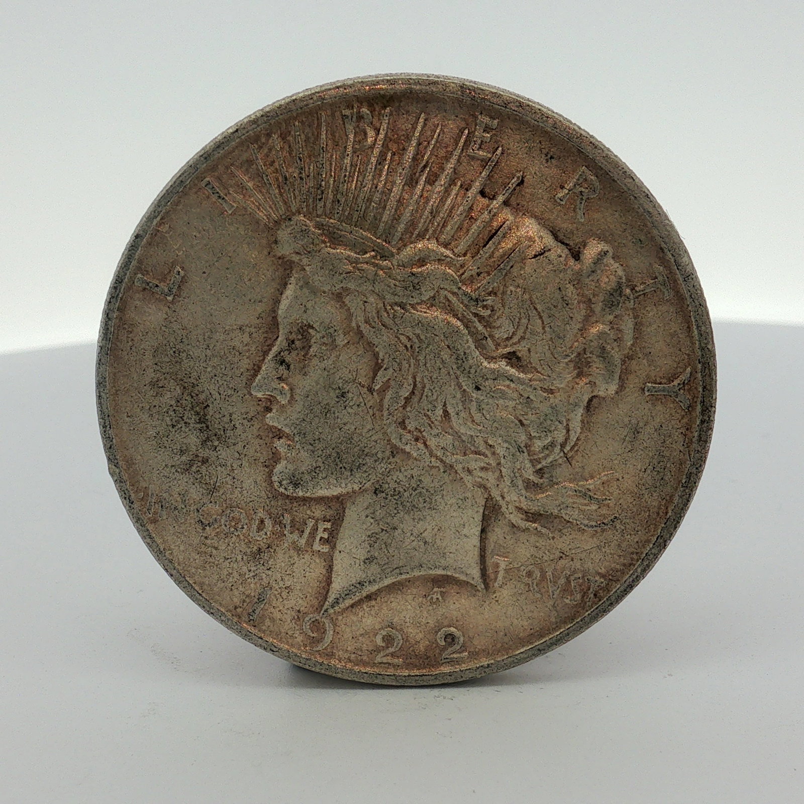 1922-D US One Dollar Peace Silver Dollar, Circulated (1 of 2)