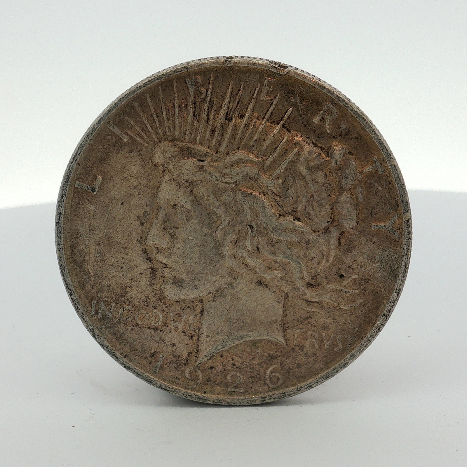1926-D US One Dollar Peace Silver Dollar, Circulated (1 of 2)