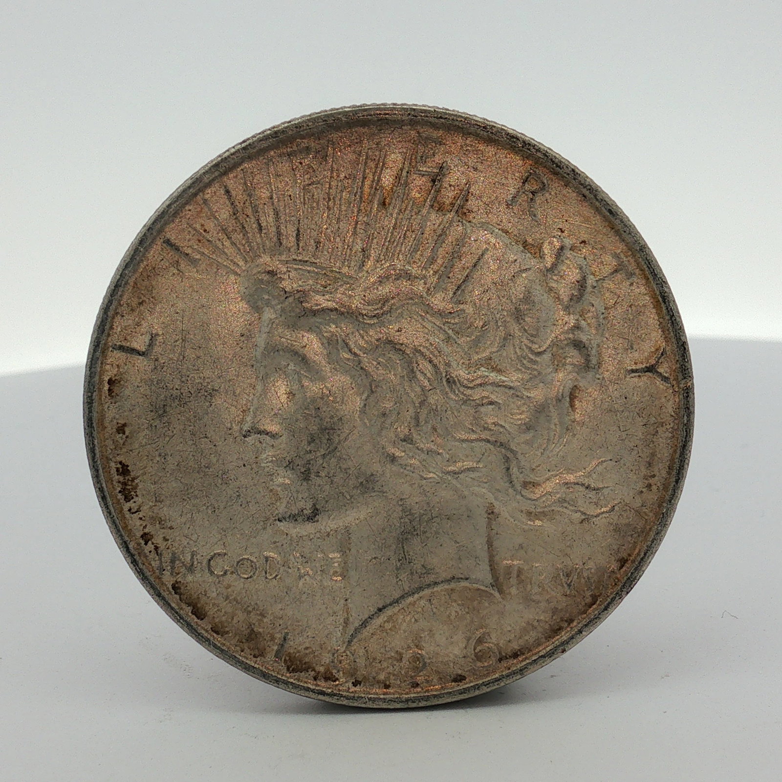 1926-D US One Dollar Peace Silver Dollar, Circulated (1 of 2)