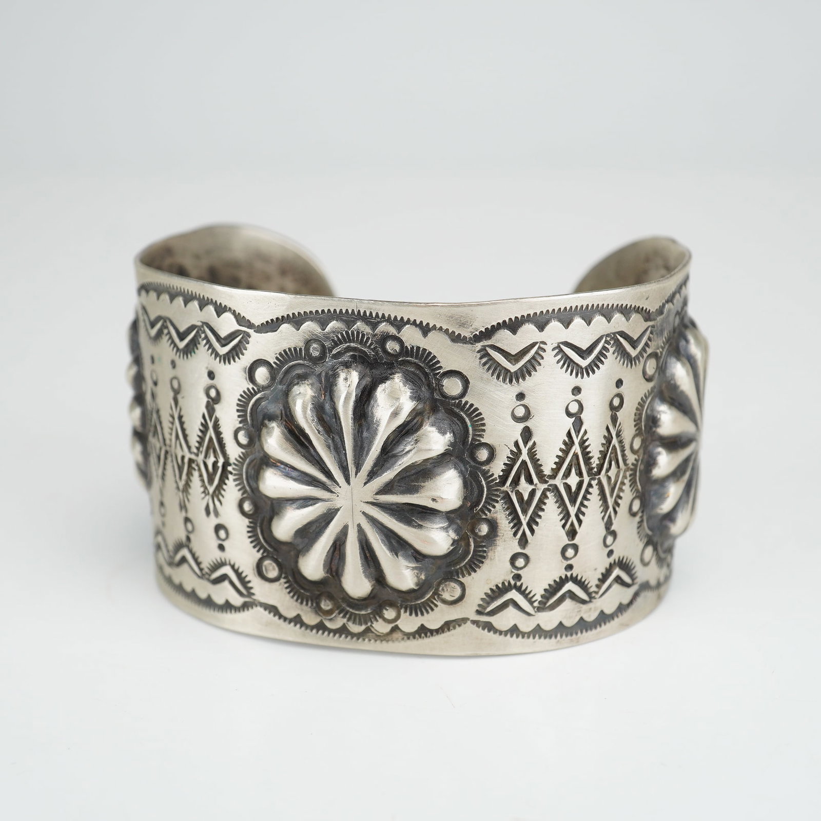 Navajo Vincent J. Platero Sterling Silver Repousse Cuff Bracelet (1 of 3)