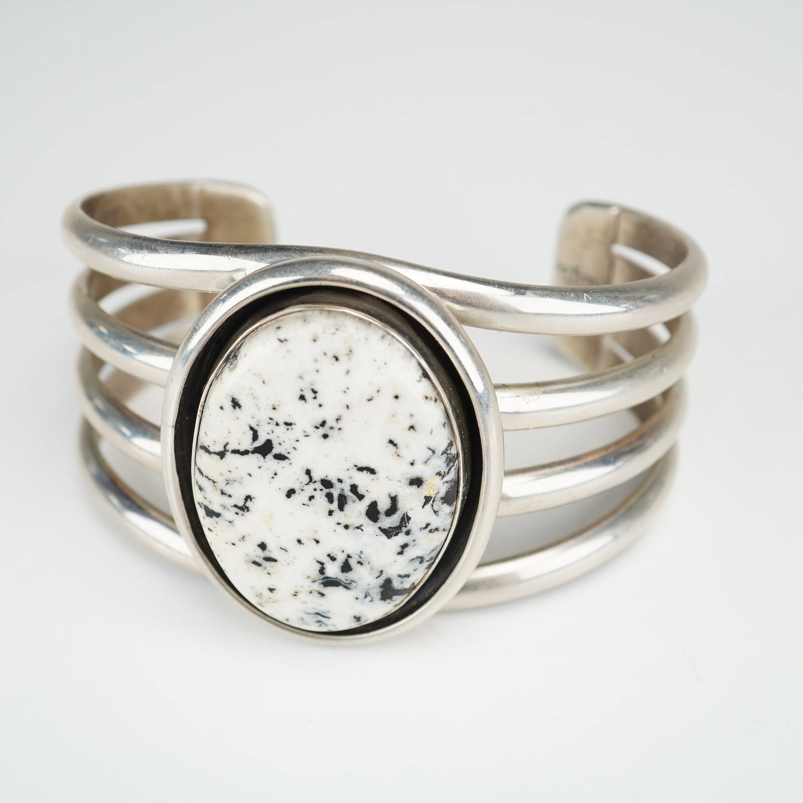 Sterling Silver and White Buffalo Stone Cuff Bracelet (1 of 4)