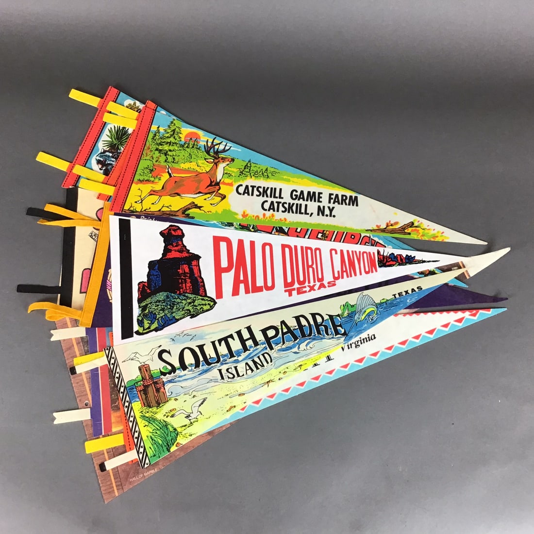 Collection of Ten Vintage Souvenir Travel Pennant Flags and Pendants (1 of 3)