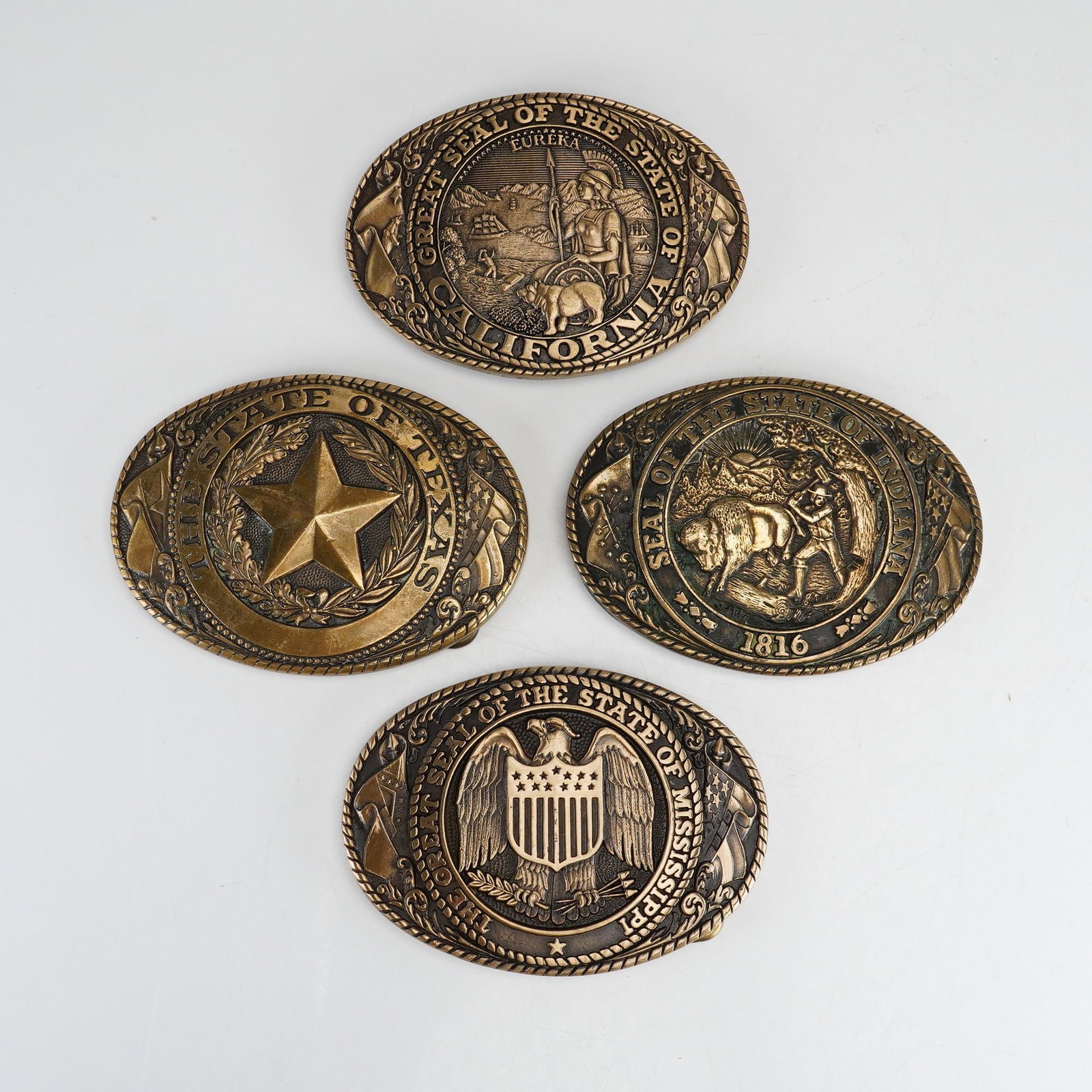 4pc Collection of Tony Lama State Series Solid Brass Metal Belt Buckles (1 of 4)