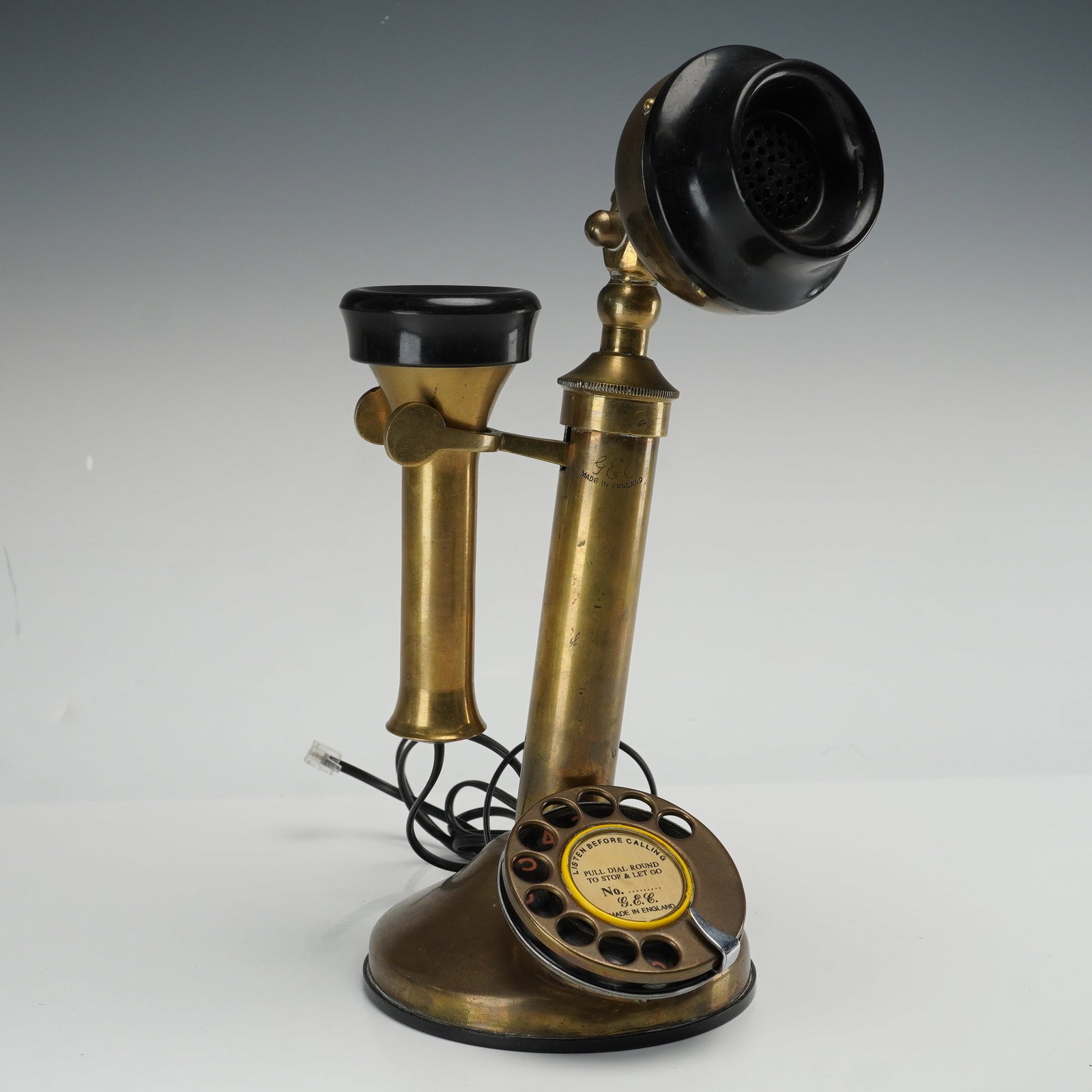 GEC England Vintage Heavy Brass Candlestick Telephone with Modern Wiring (1 of 4)