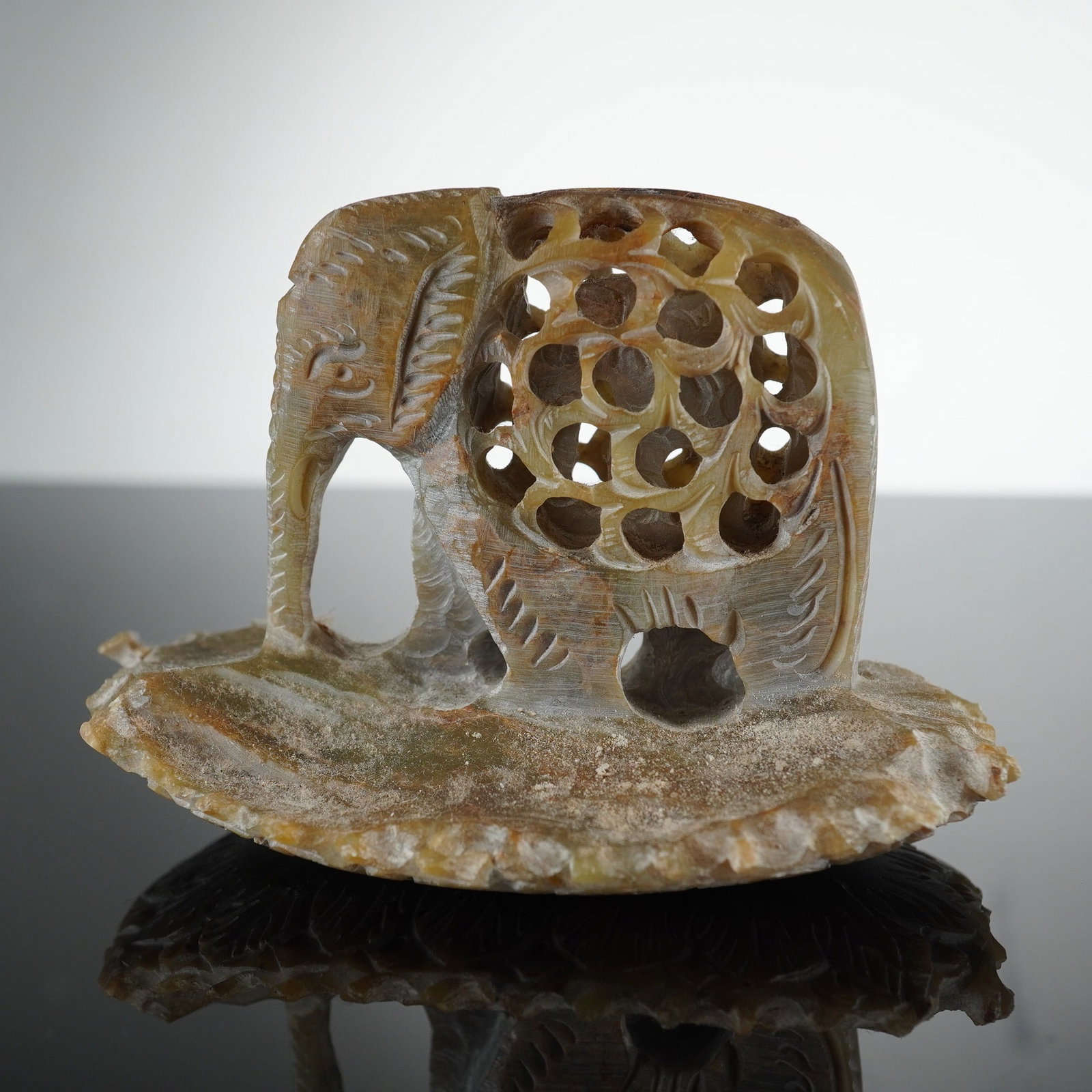 Elephant Hand Carved Soapstone Incense Burner (1 of 3)