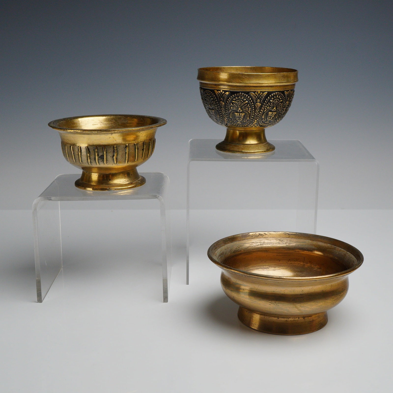 3pc Handcrafted Indian Brass Pots (1 of 3)