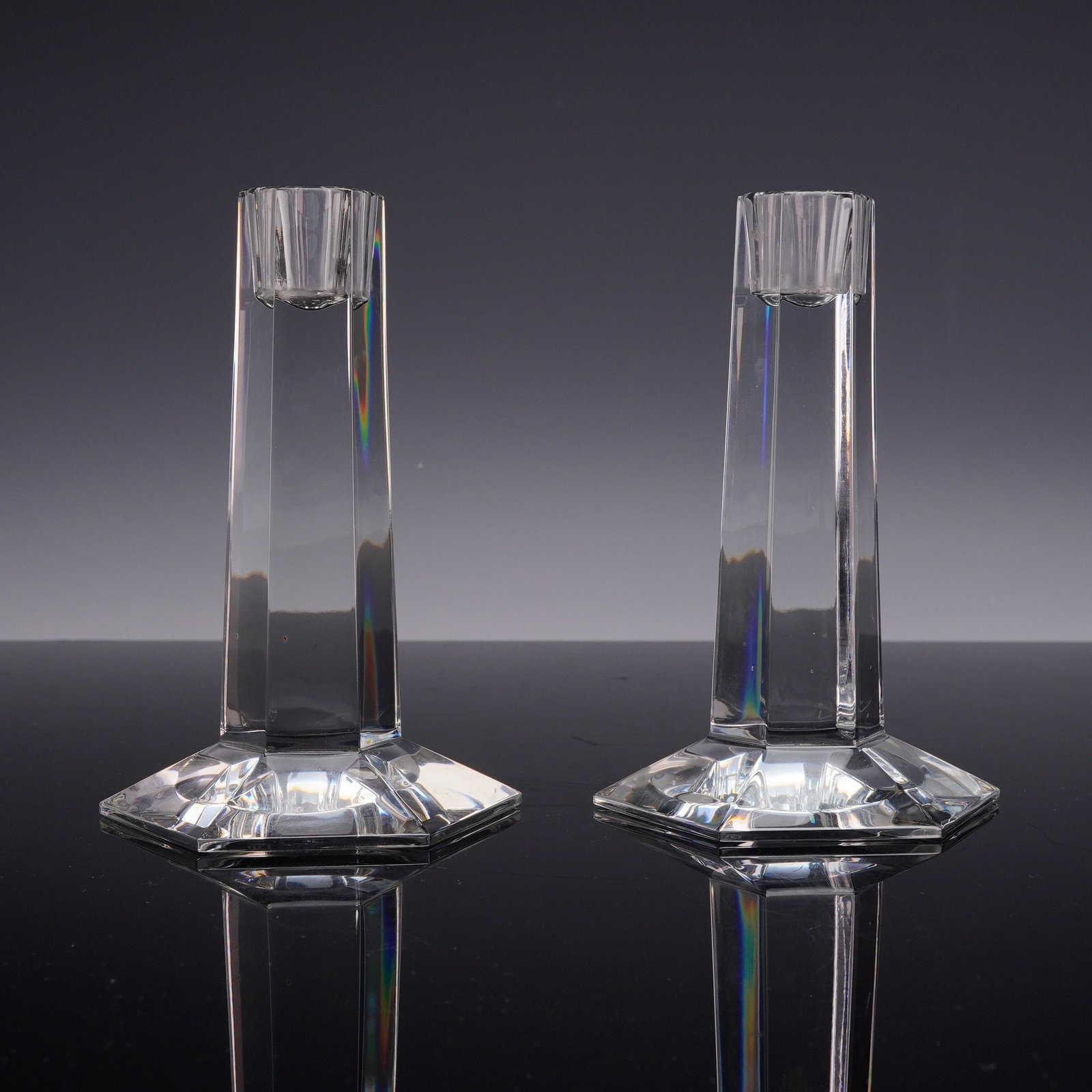 A Pair of Tiffany & Co. Frank Lloyd Wright Collection Lead Crystal Candlesticks (1 of 4)