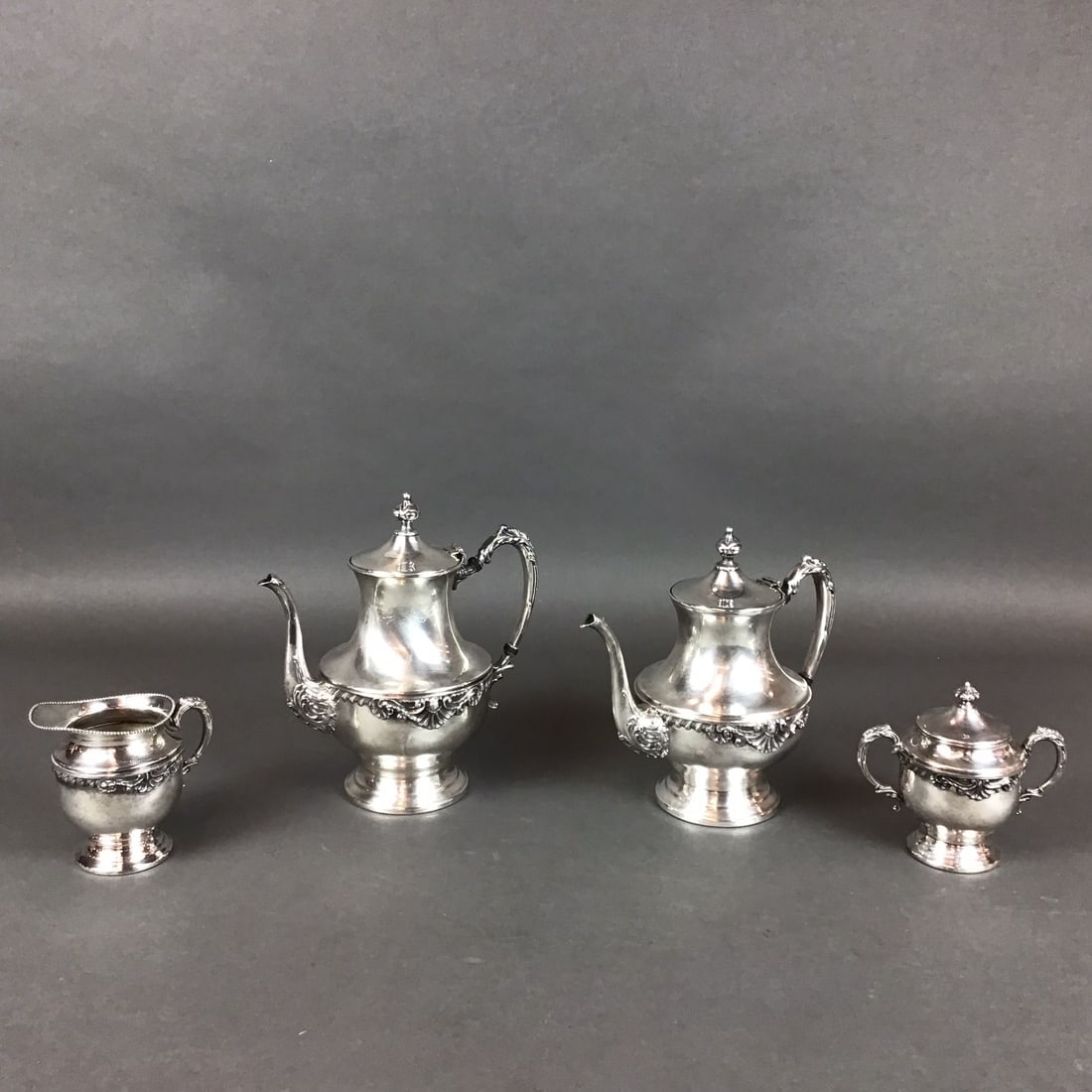 Four Piece Sheridan Silverplate on Copper Coffee and Tea Service (1 of 4)