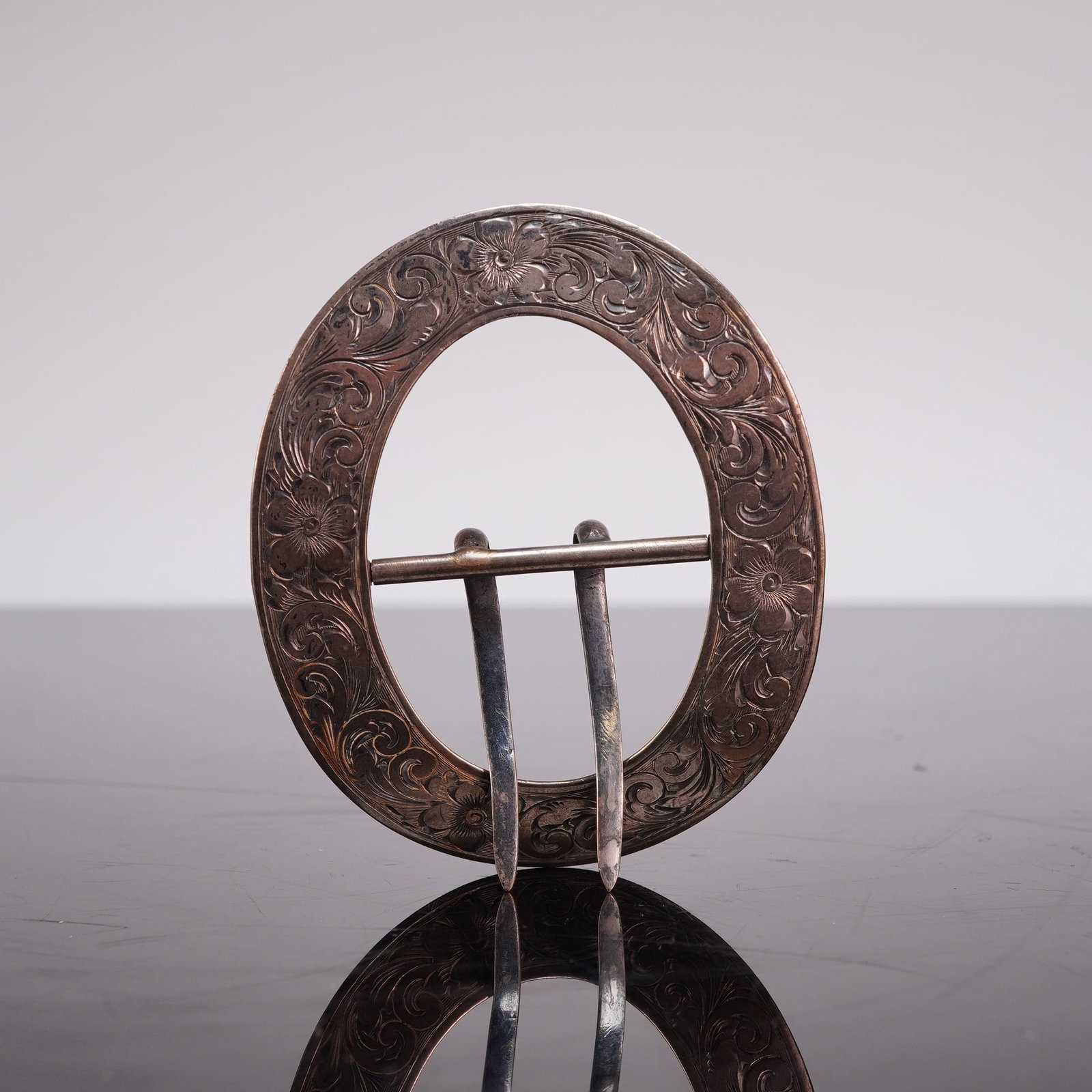 Victorian Sterling Silver Oval Sash Buckle (1 of 4)