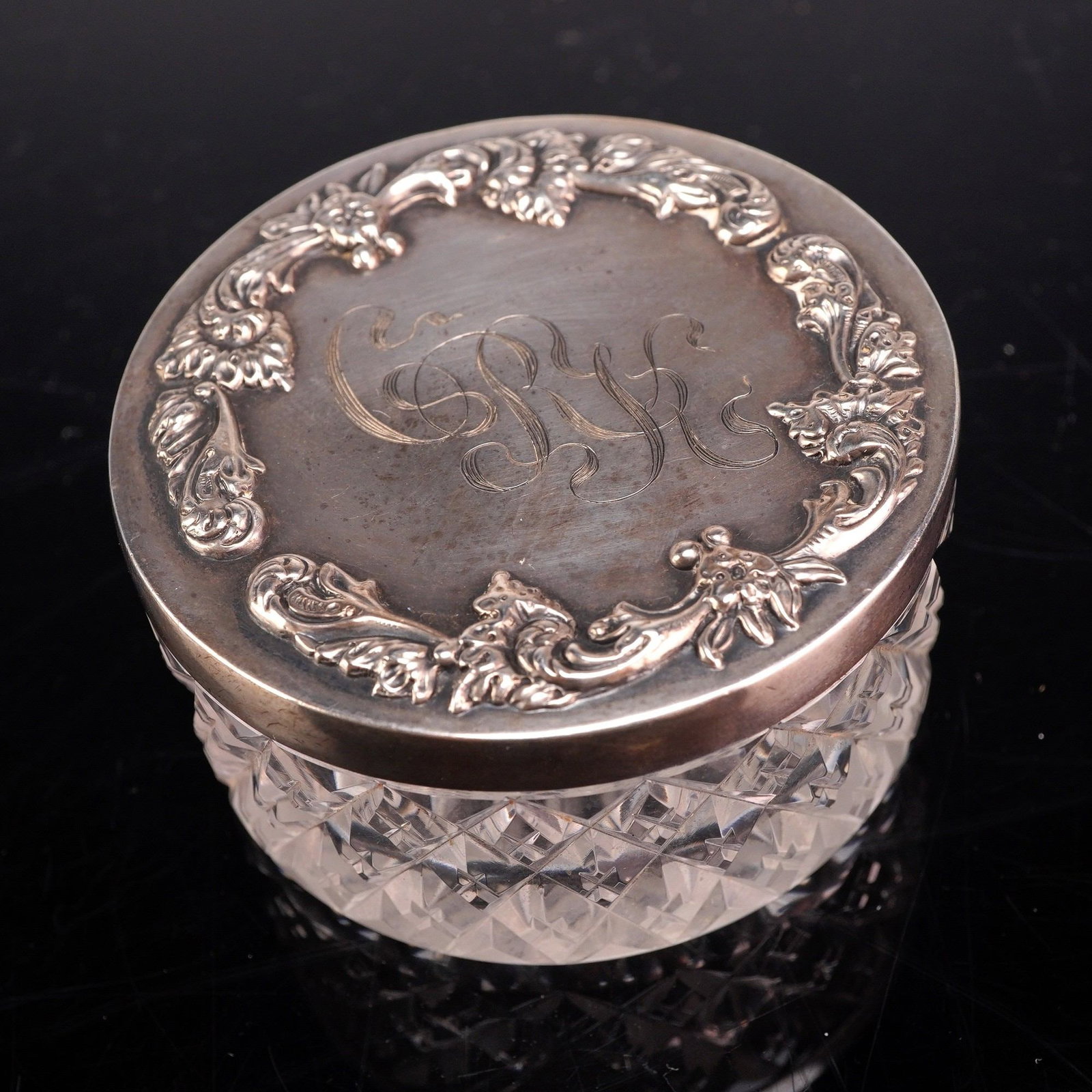 Sterling Silver and Cut Crystal Lidded Dresser Box (1 of 3)