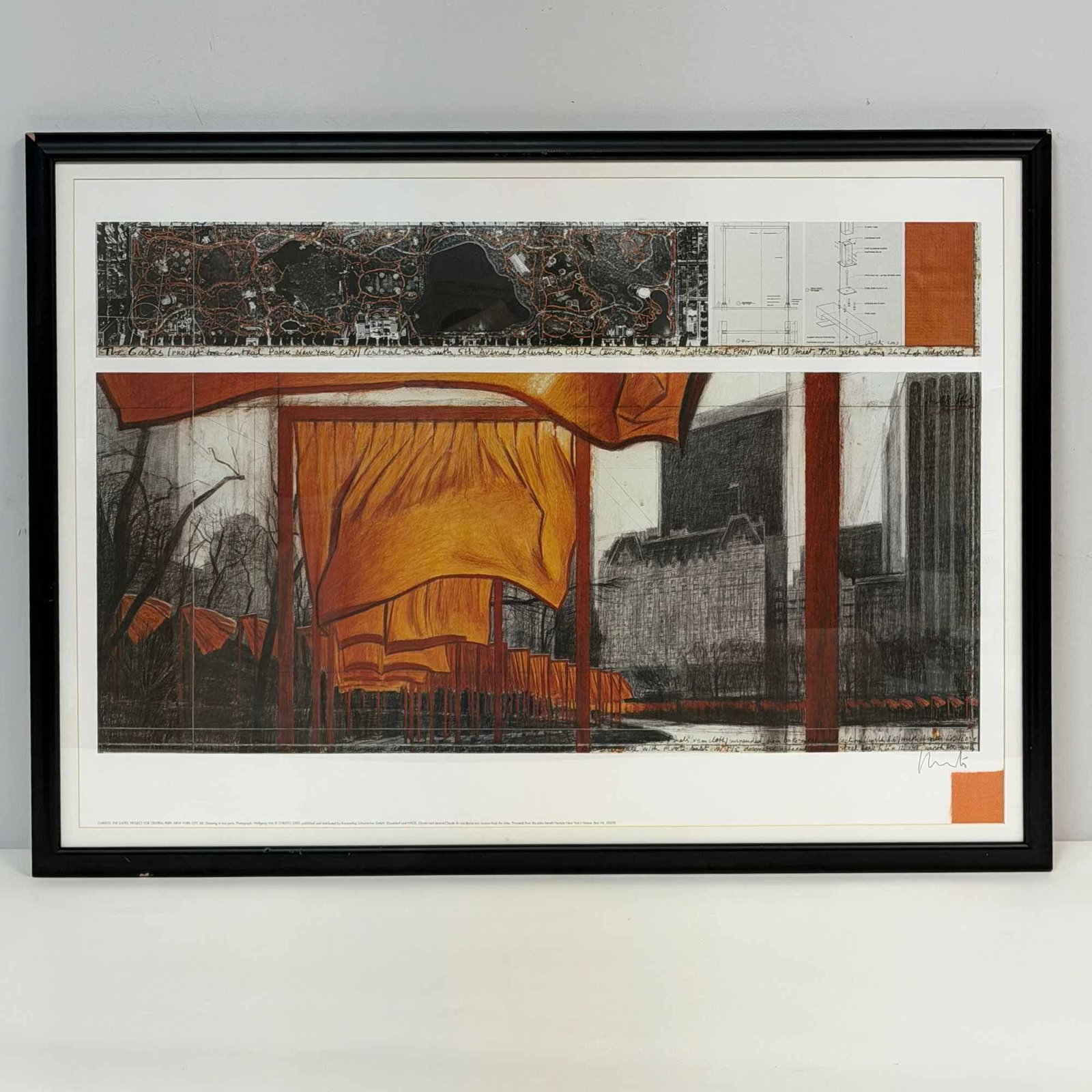Christo and Jeanne Claude, Signed Offset Lithograph with Fabric Swatch, The Gates, Project for (1 of 8)
