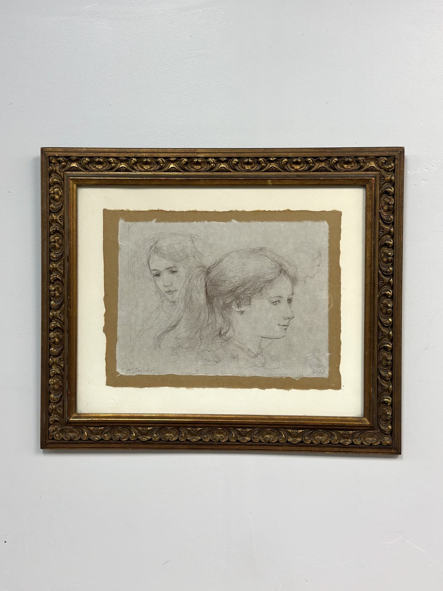 Edna Hibel (American, 1917-2014), Lithograph on Paper, Study of Young Women (1 of 5)