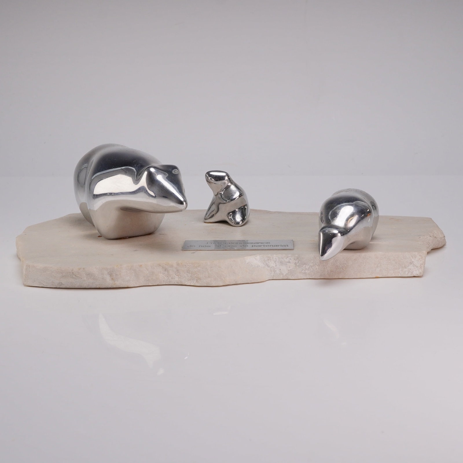 Gordon Hoselton (Canadian 1930-2003) Polar Bears on Stone Sculpture, Signed (1 of 5)