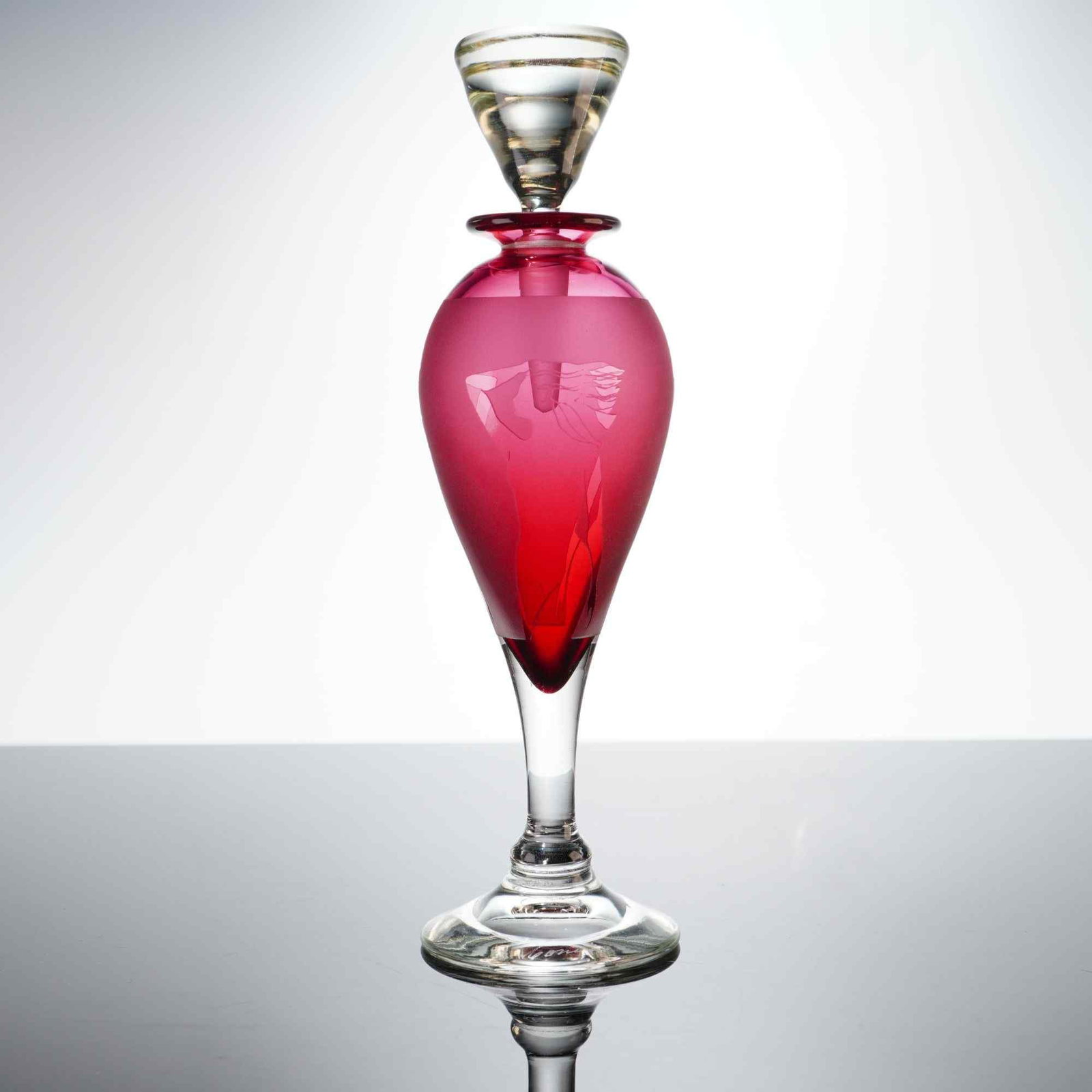 Steven Correia Red Frosted Art Glass Perfume Bottle with Stopper (1 of 5)