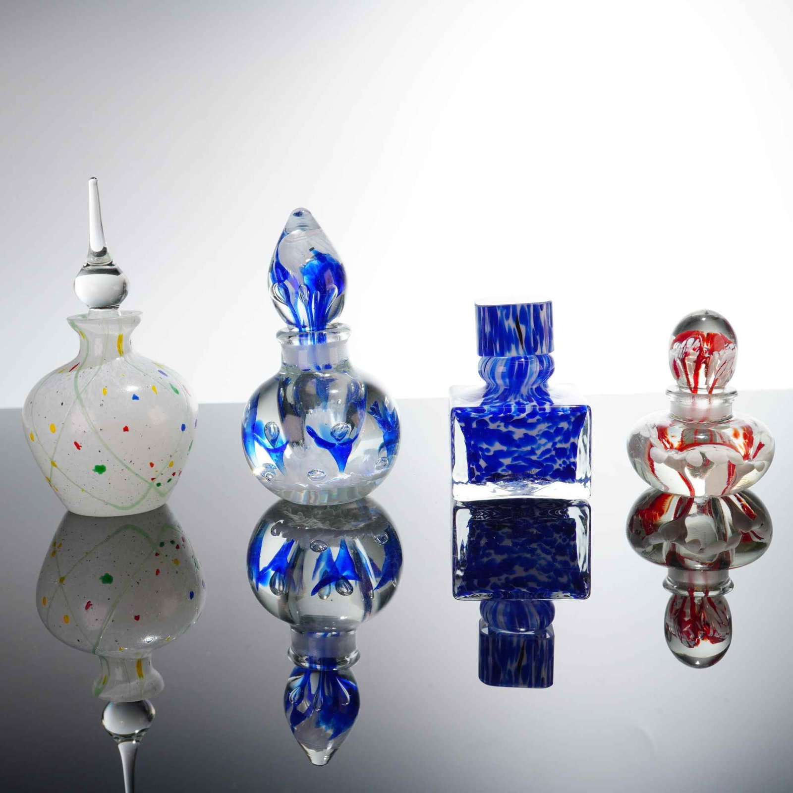 4pc Art Glass Perfume Bottles and Vases Including Joe St. Clair (1 of 4)
