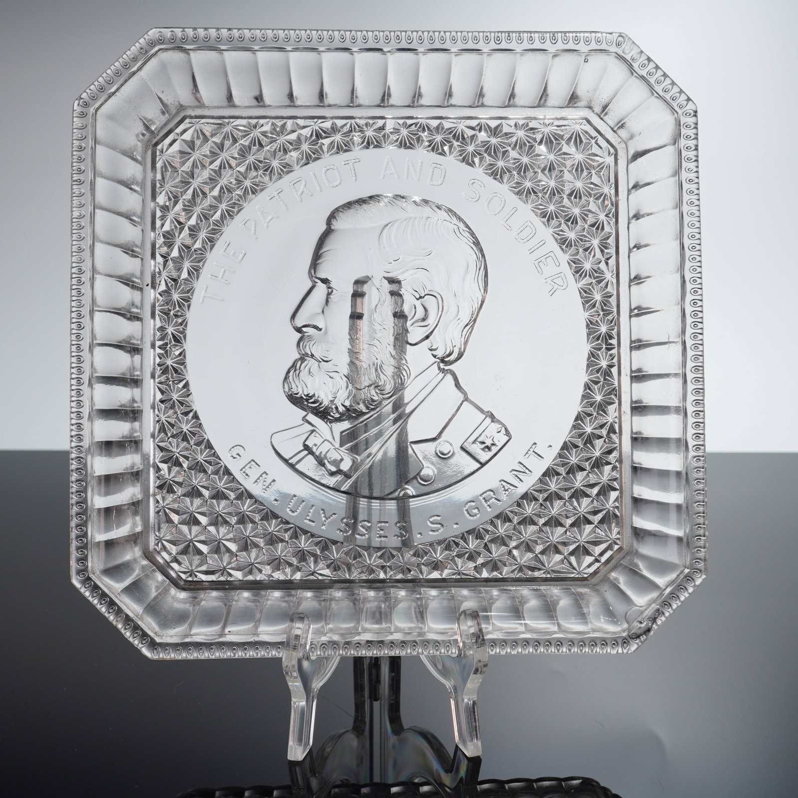 Ulysses S. Grant The Patriot and Soldier Commemorative Pressed Glass Bread Plate (1 of 3)