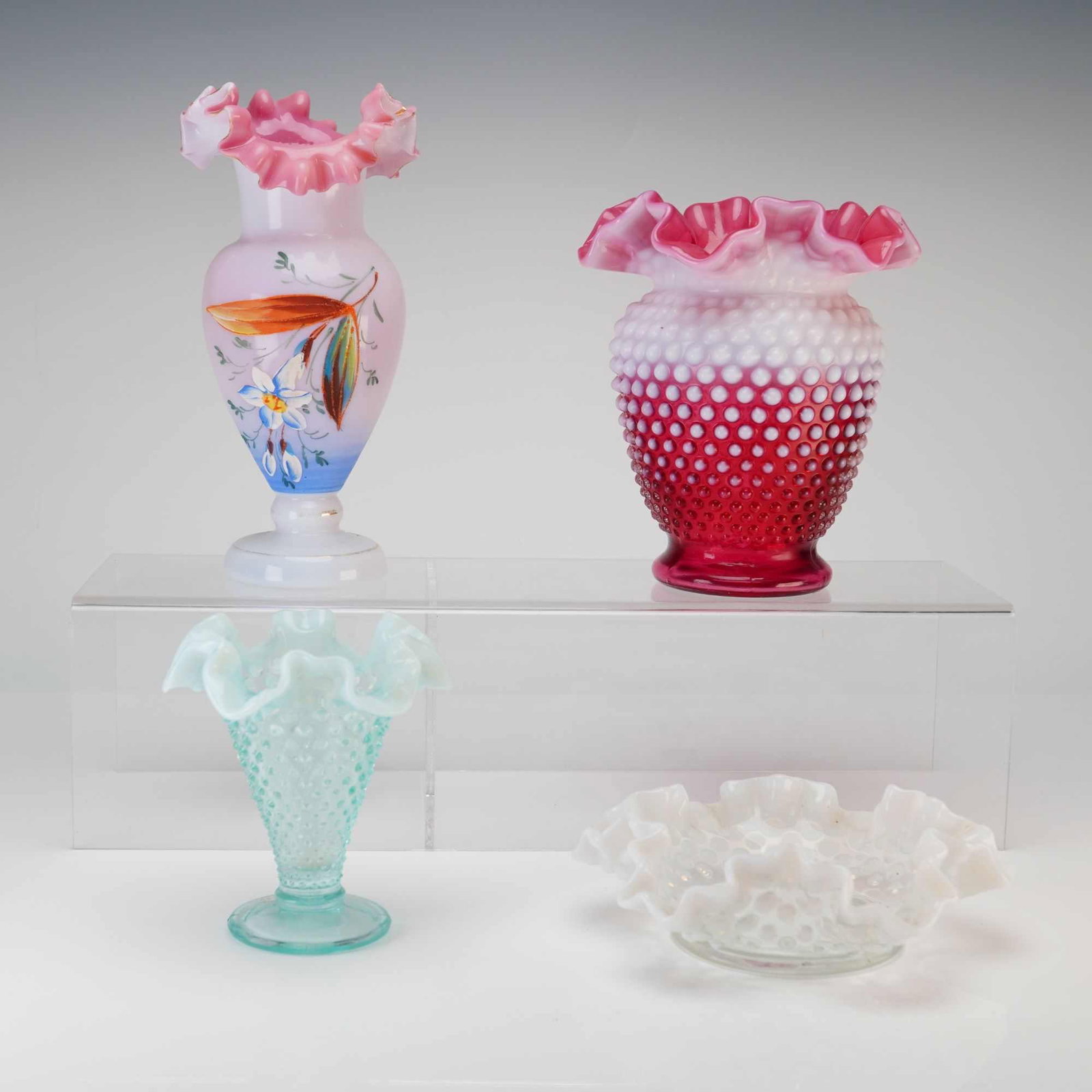 Collection of Four Fenton Art Glass Vases and Bowl (1 of 3)
