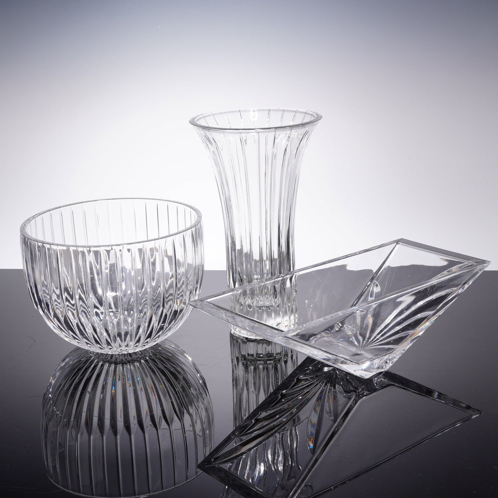 Three Contemporary Cut Crystal Tableware - Vase and Centerpiece Bowls (1 of 3)