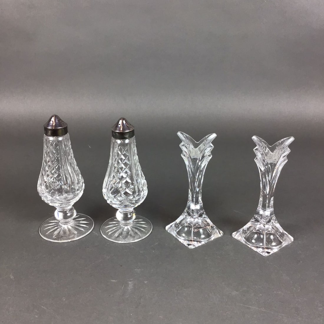 Four Piece Waterford and Lead Crystal Salt and Pepper Shakers and Candleholders (1 of 4)