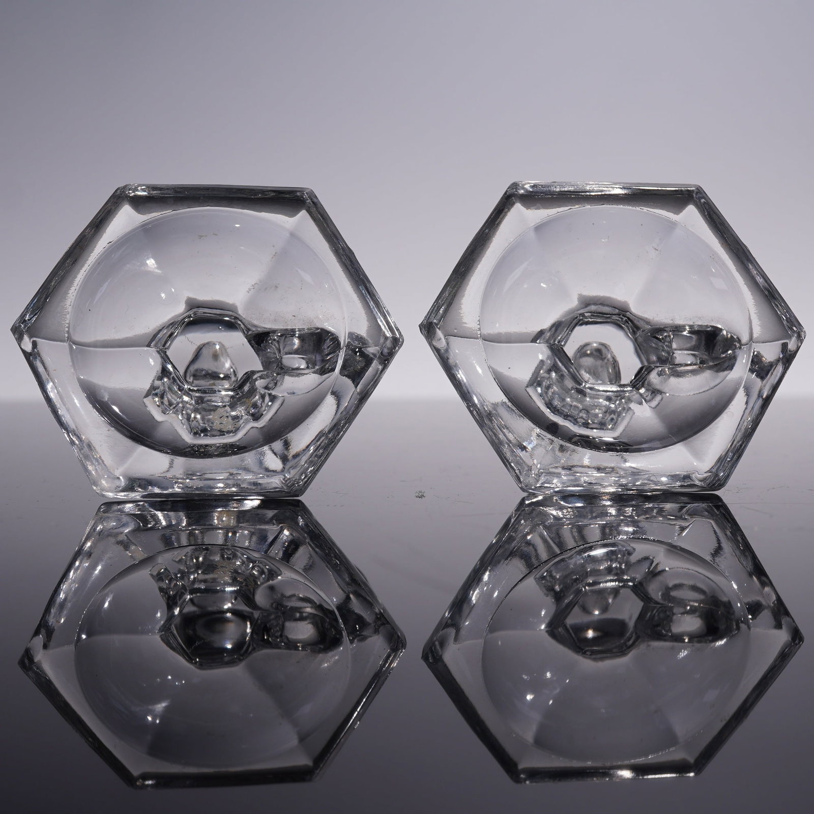 6pc Clear Glass Candlesticks - 3