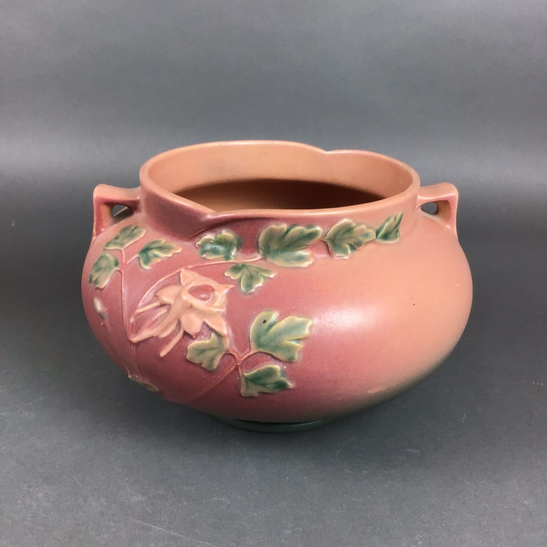 Roseville Pottery Matte Glaze Jardiniere, Columbine Pink (1 of 3)