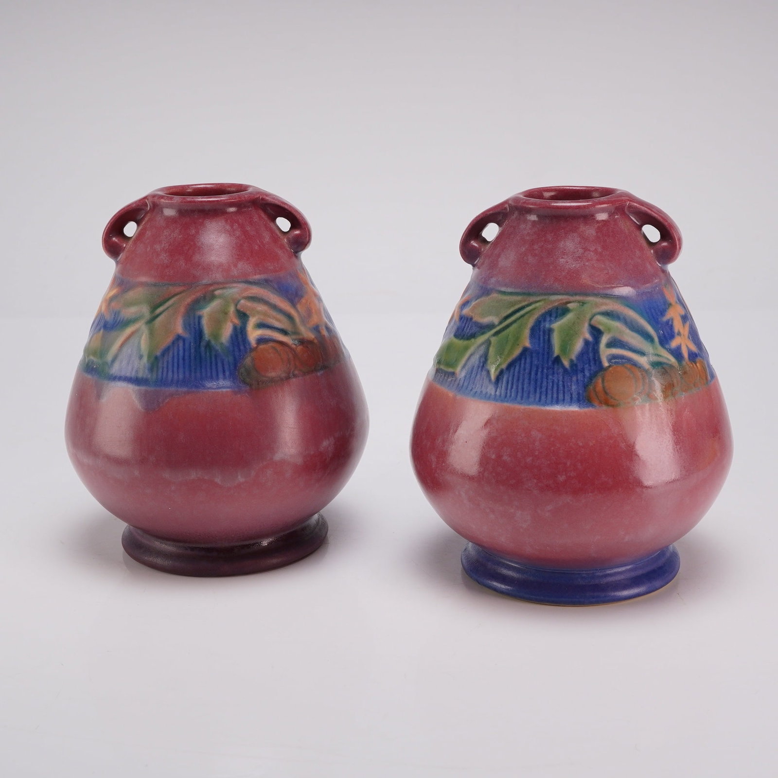 Pair of Roseville Pottery Pink Vases, Baneda (1 of 3)