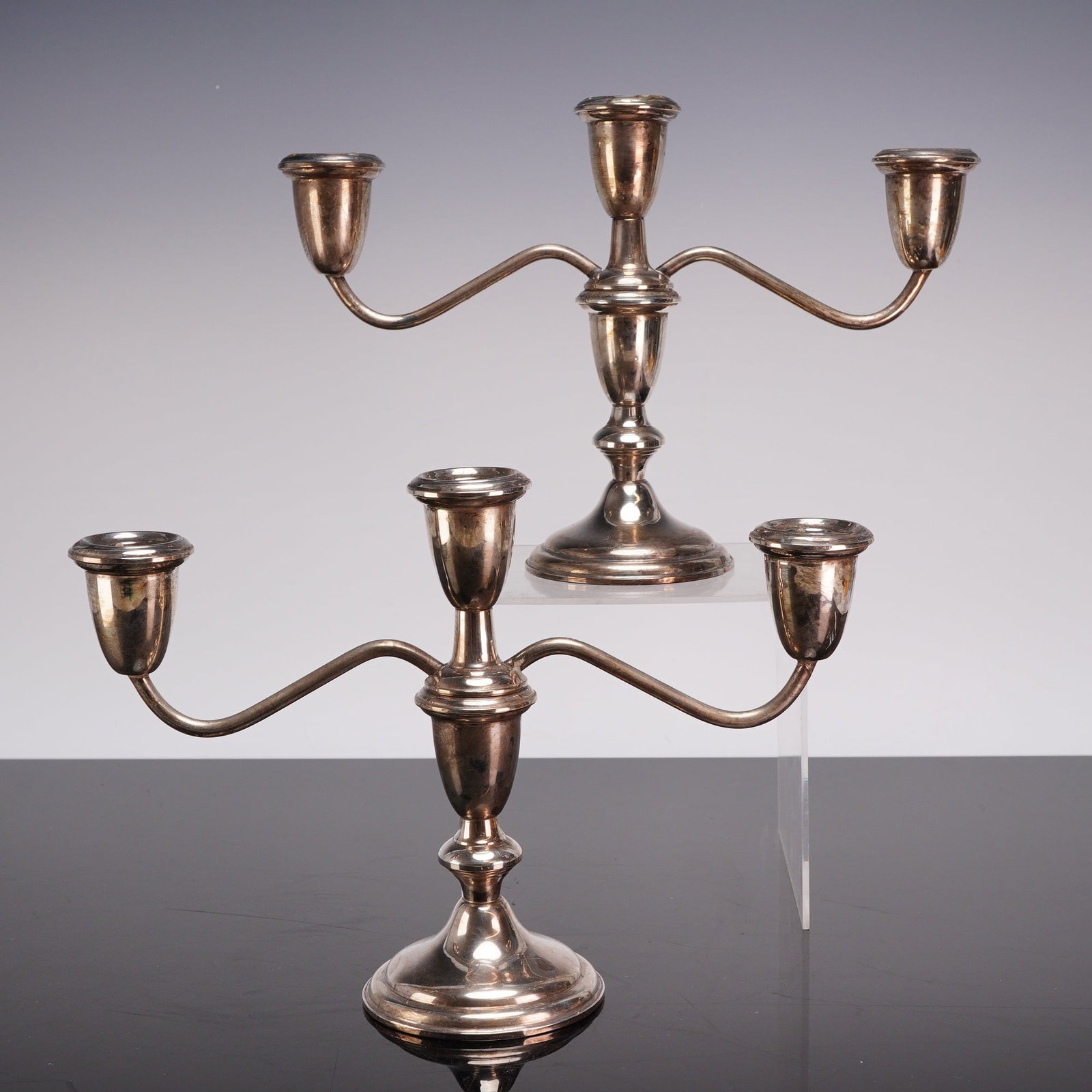 Pair of Empire Silver Co. Weighted Sterling Silver Three-Light Candelabra (1 of 4)