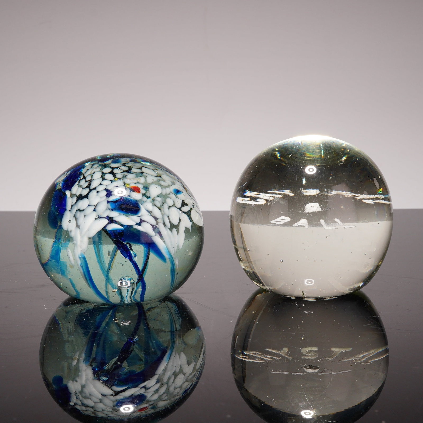 Two Contemporary Art Glass Paperweights including Crystal 8 Ball (1 of 3)