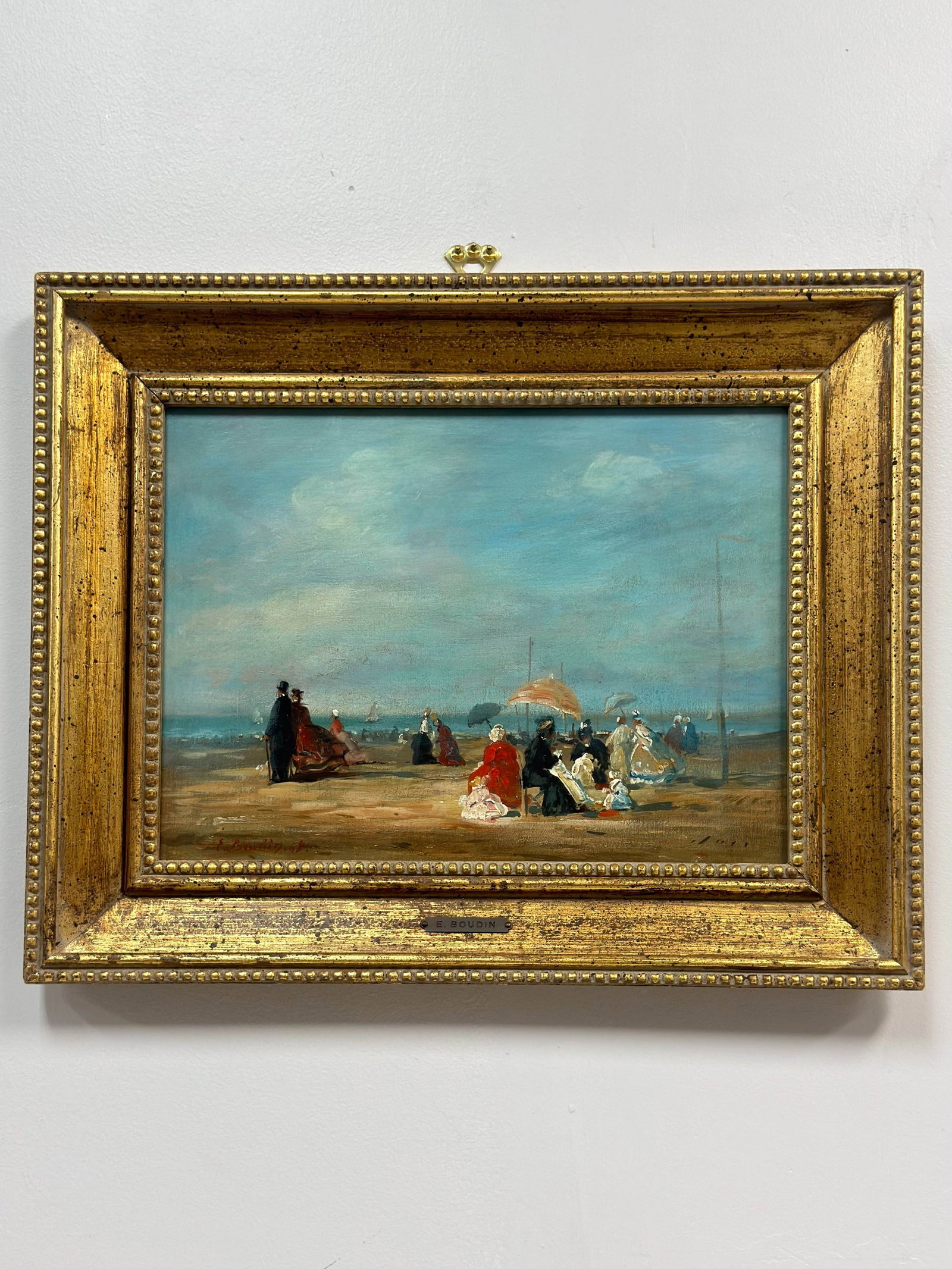 In the Manner of Eugene Boudin (French, 1824-1898), Coastal Beach Scene with Figures, Oil on Panel (1 of 6)