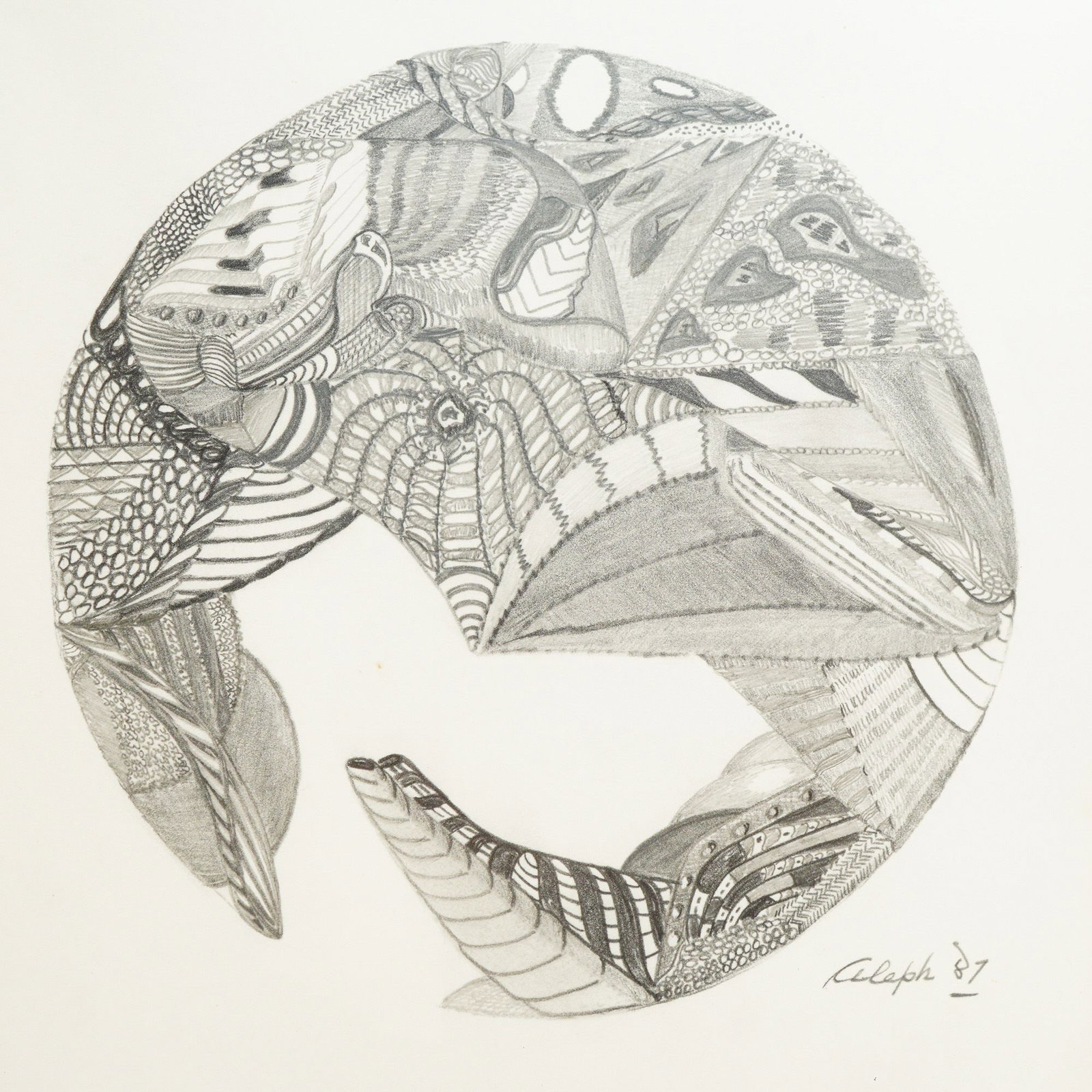 Zentangle Abstract Drawing Framed, Signed - 3